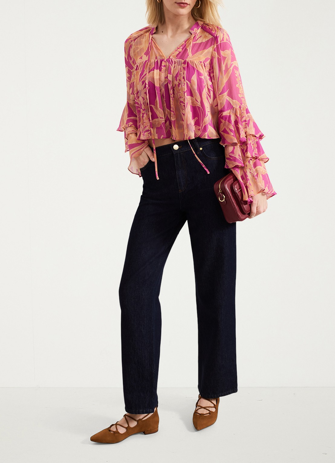Phase Eight Annalisia crop top met volant - detail 4 paars