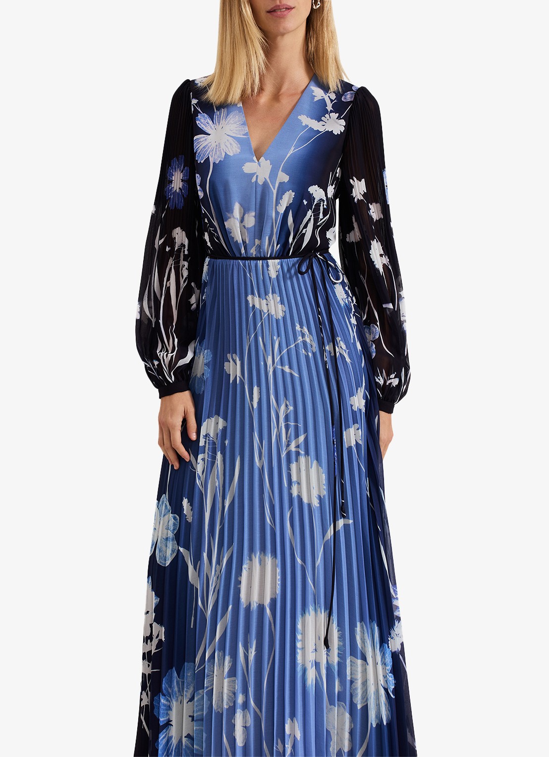 Phase Eight Annie maxi jurk met bloemenprint - detail 4 donkerblauw