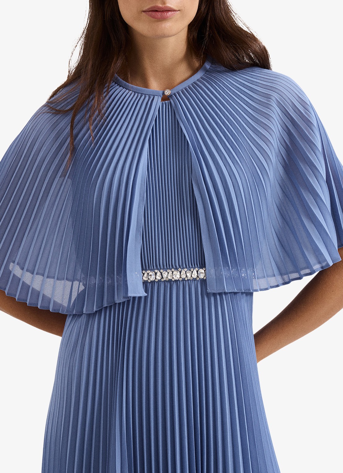 Phase Eight Anora bolero met plooien - voorkant 2 donkerblauw