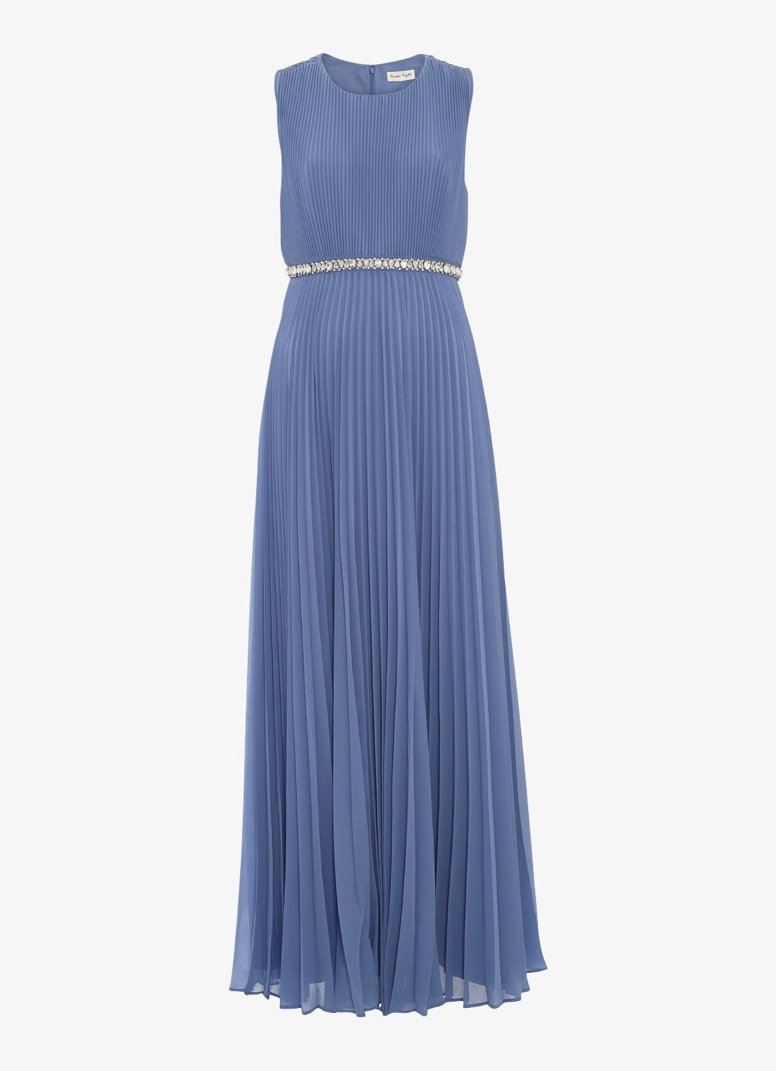 Phase Eight Anora midi jurk met plooien - voorkant 2 blauw