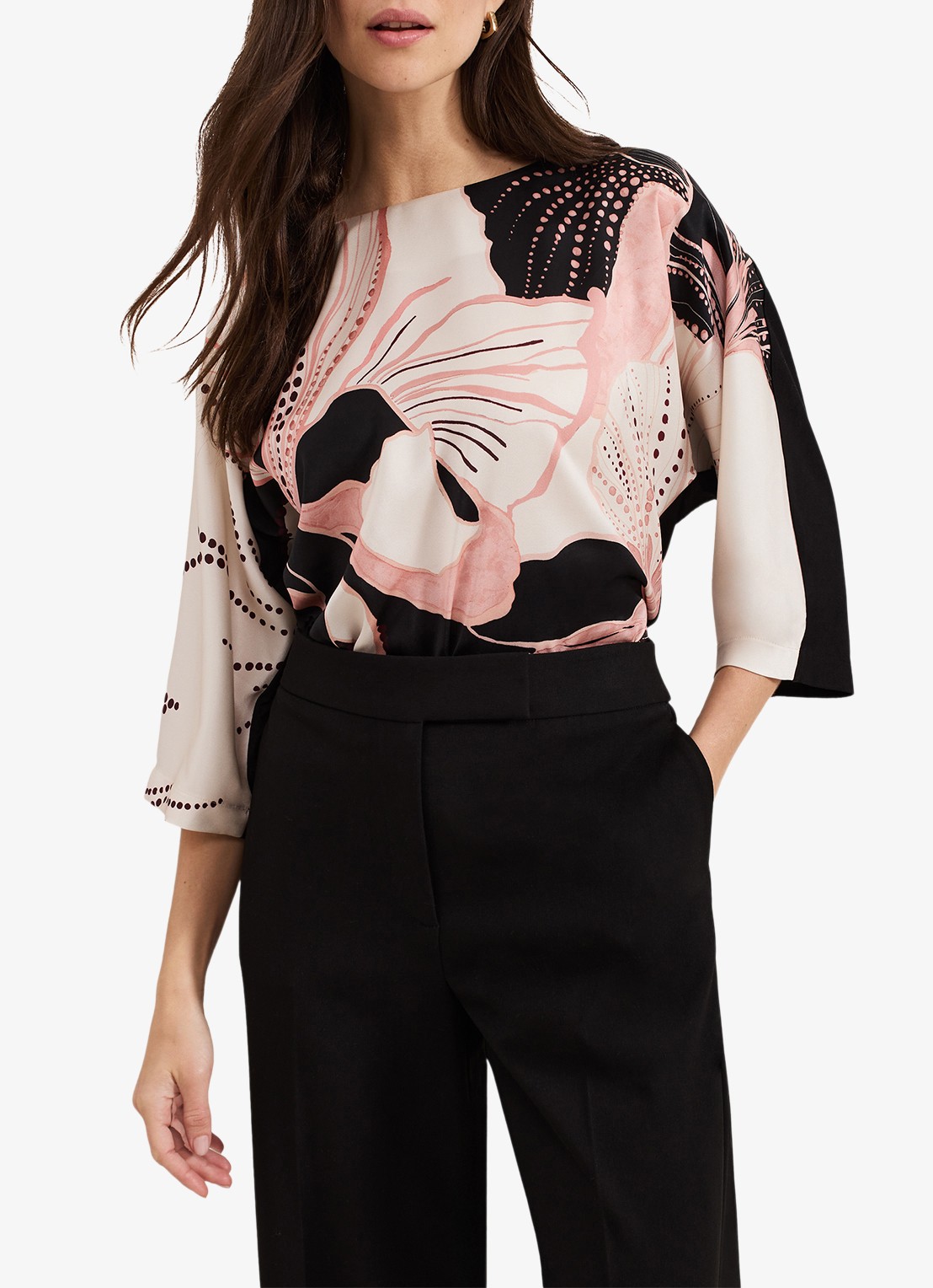 Phase Eight Antonia top met bloemenprint - detail 4 zwart