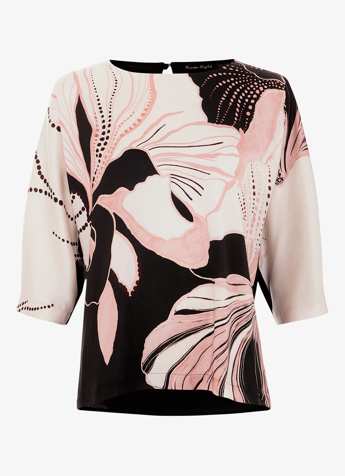 Phase Eight Antonia top met bloemenprint - voorkant zwart