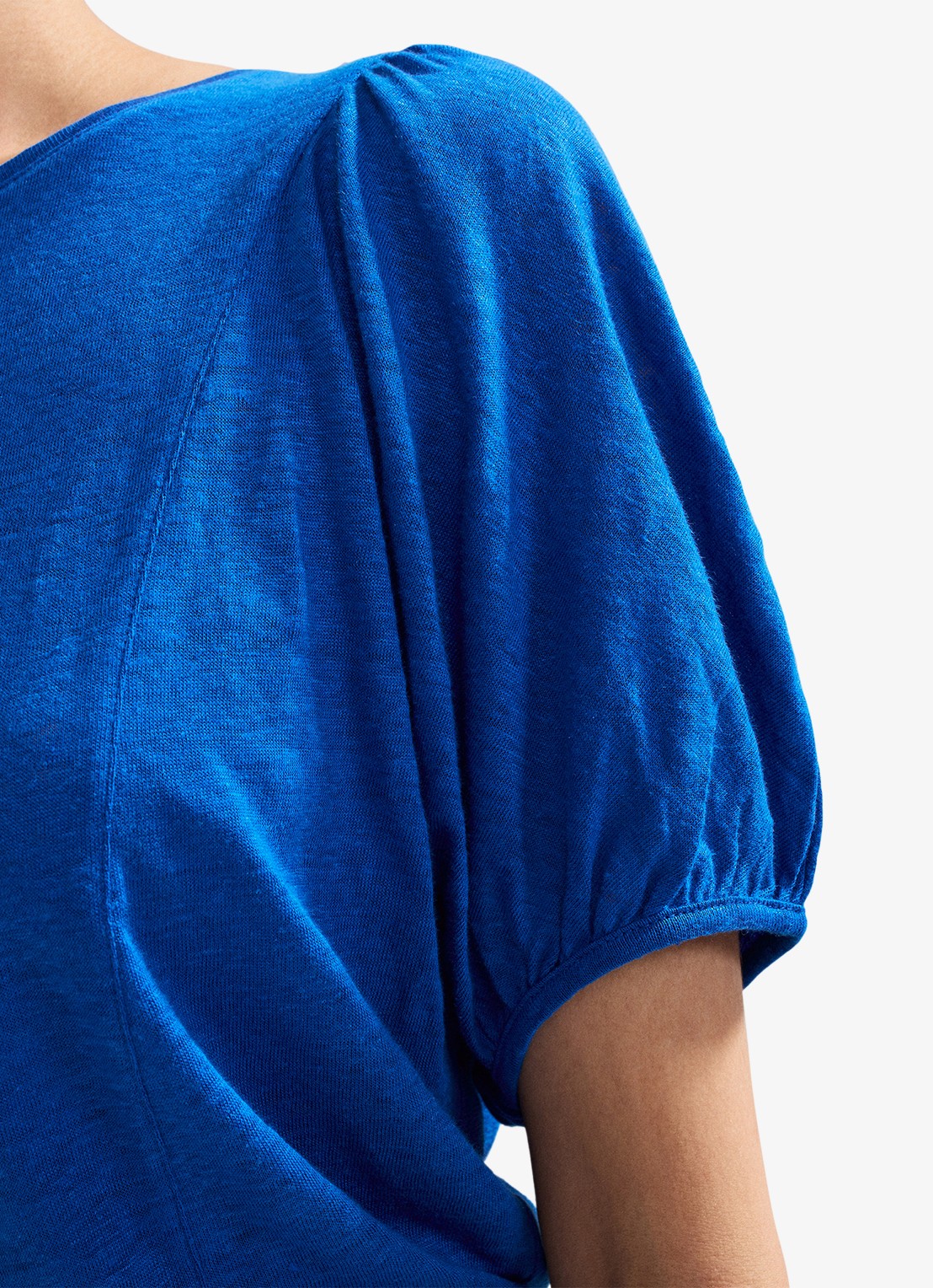 Phase Eight Arabel fijngebreide top van linnen - detail 6 blauw