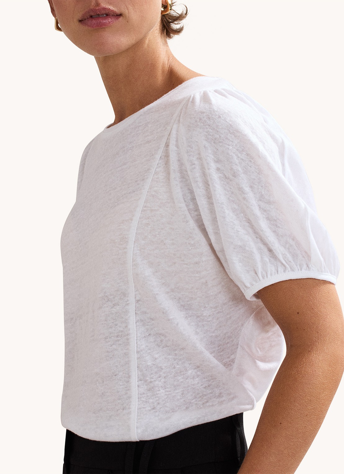 Phase Eight Arabel top van linnen met pofmouw - detail 5 wit