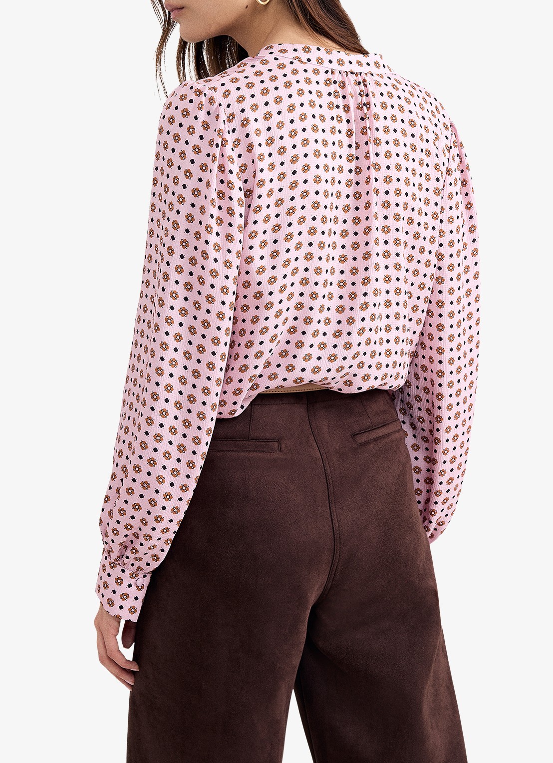 Phase Eight Arabella blouse met V-hals en grafische print - achterkant 8 oudroze