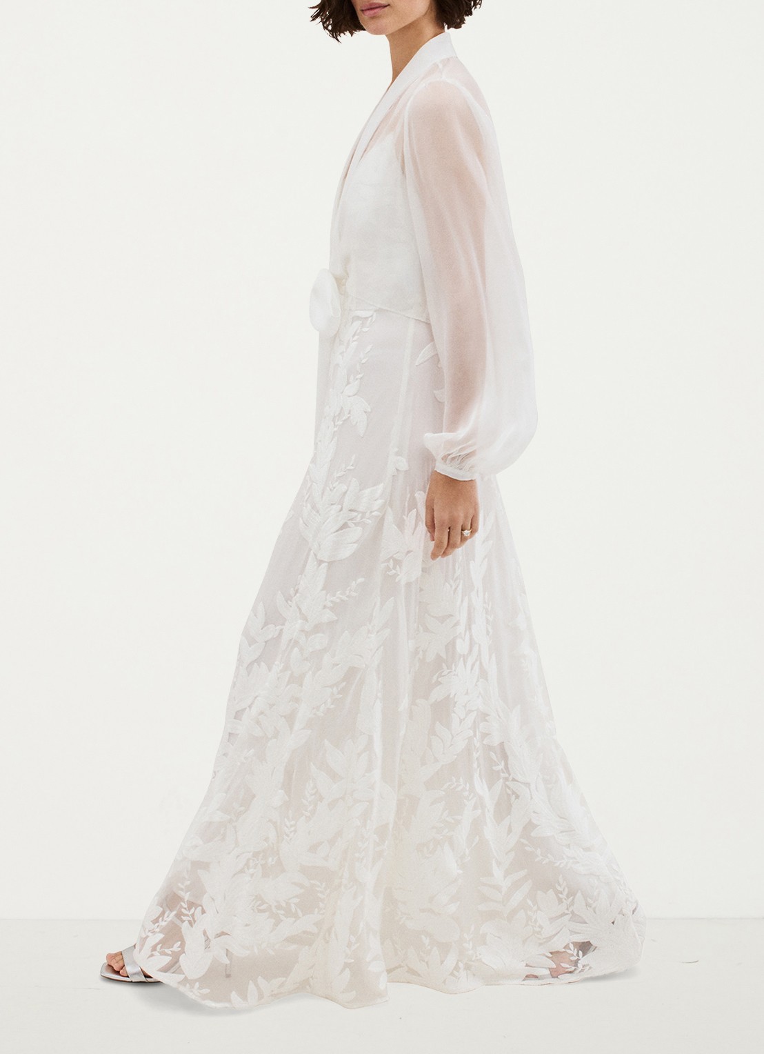 Phase Eight Arabella semi-transparant bolero van zijde - voorkant 3 gebroken wit