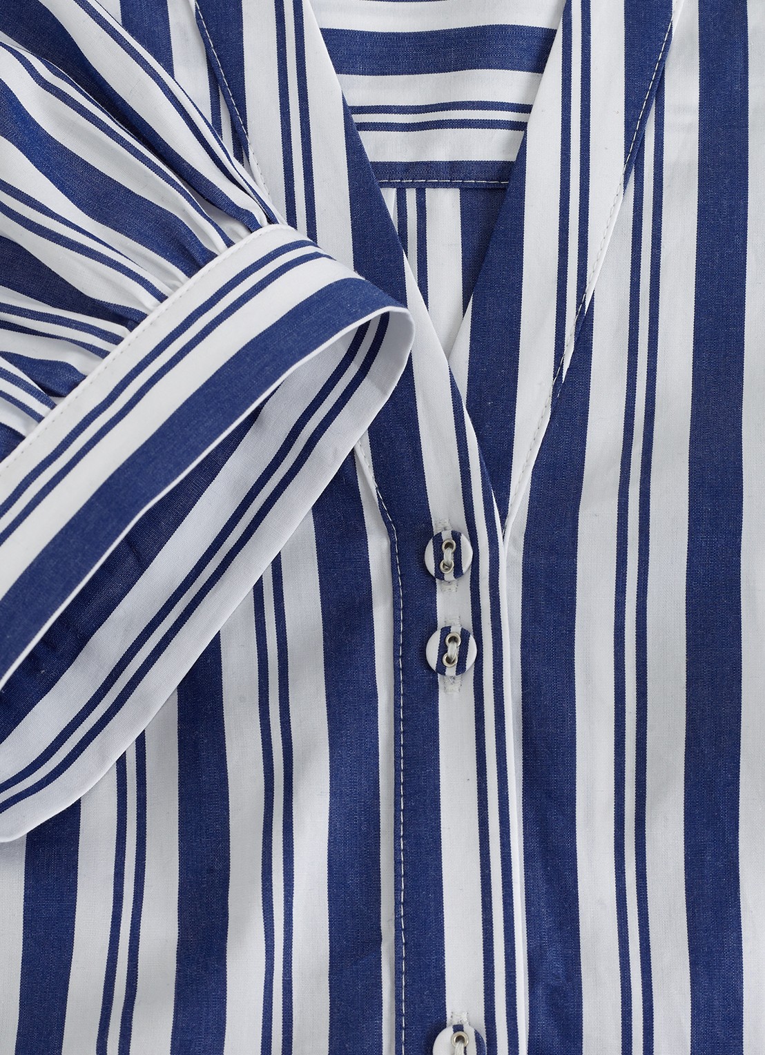 Phase Eight Ariana blouse met streepprint en pofmouw - detail 8 donkerblauw