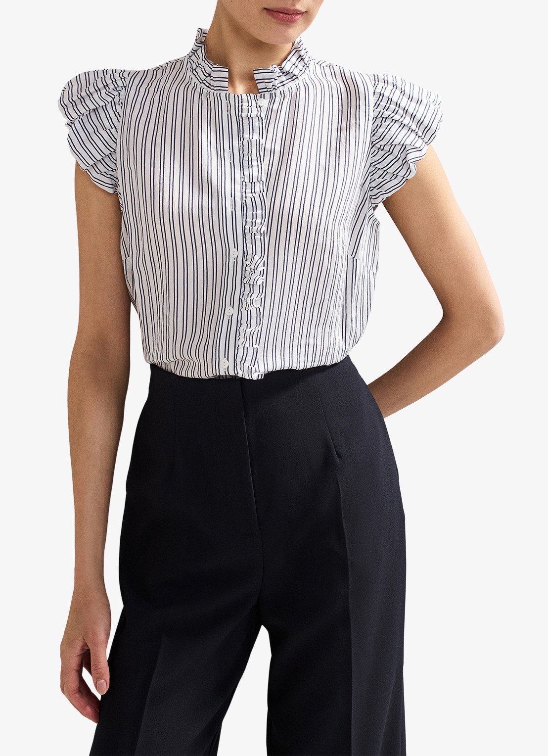 Phase Eight Ariana top met streepprint - detail donkerblauw
