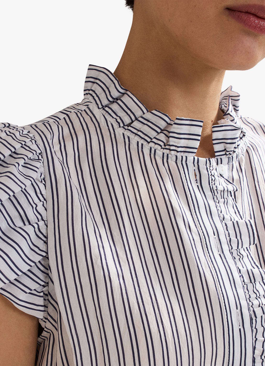 Phase Eight Ariana top met streepprint - detail 2 donkerblauw