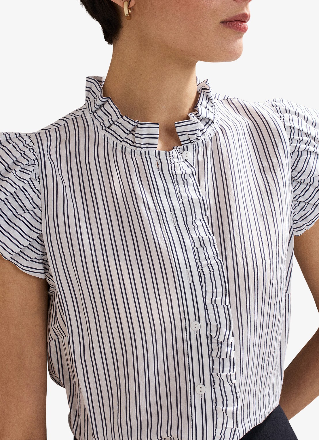 Phase Eight Ariana top met streepprint - detail 3 donkerblauw