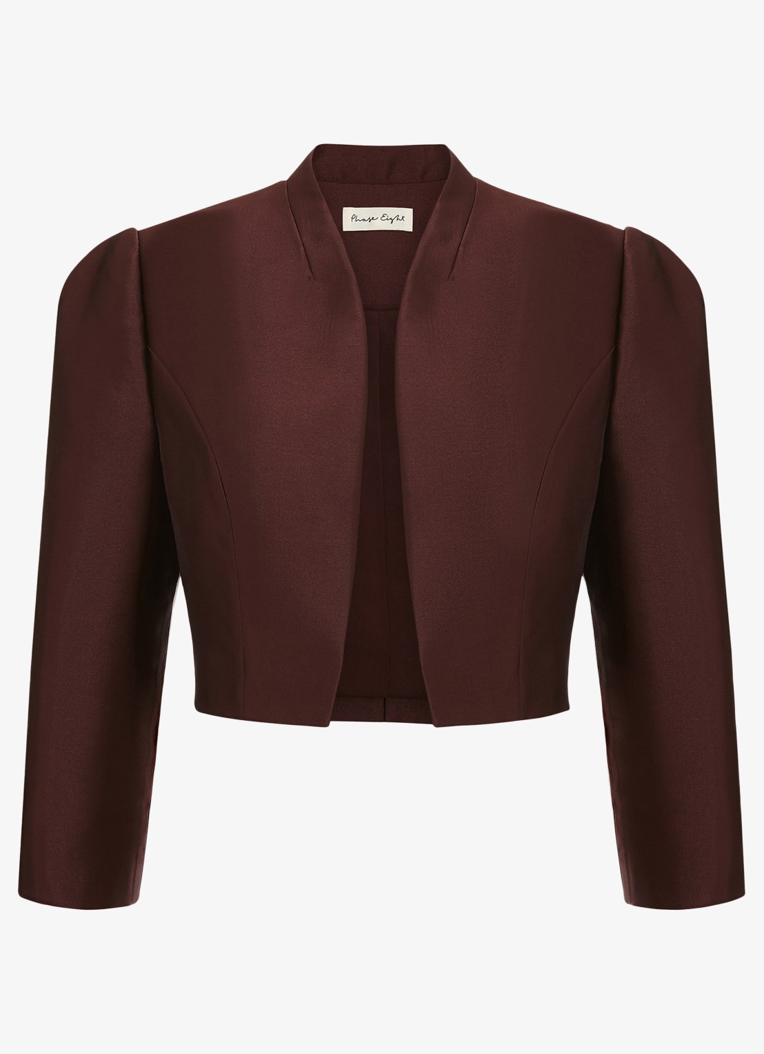 Phase Eight Ariel bolero van satijn - voorkant 2 donkerbruin