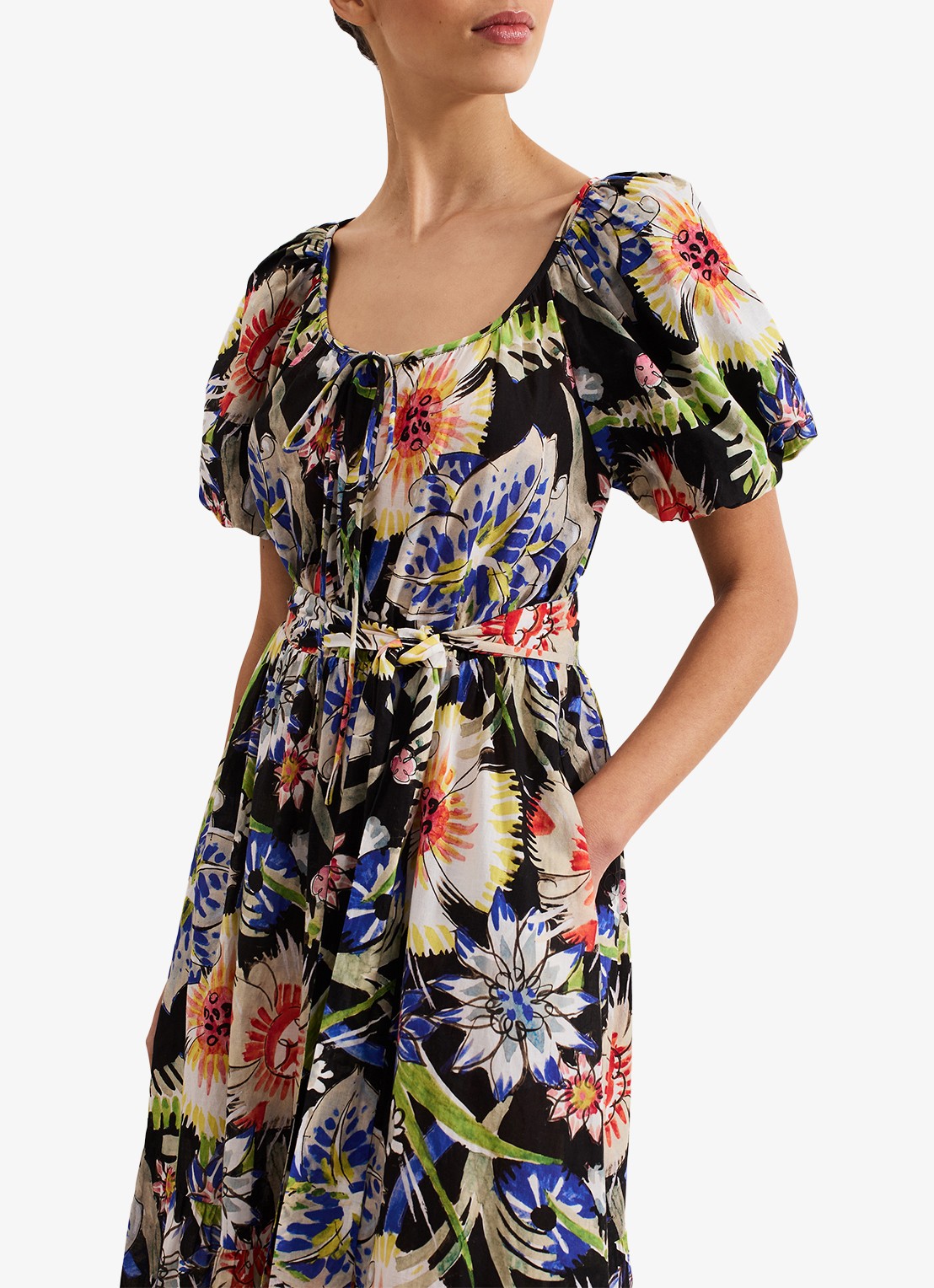 Phase Eight Asa Floral Dress - detail 7 zwart