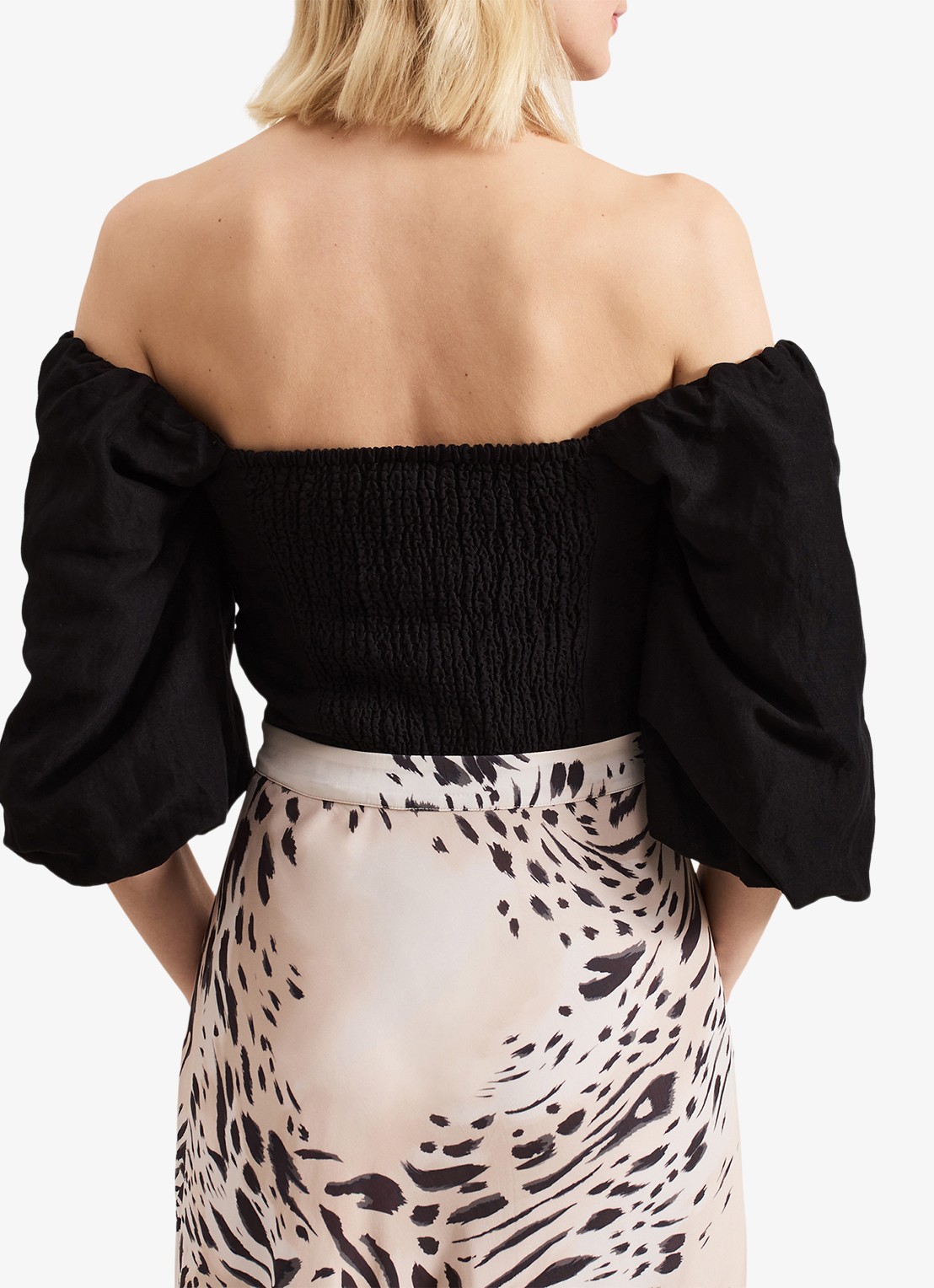 Phase Eight Asha top in linnenblend - achterkant 3 zwart
