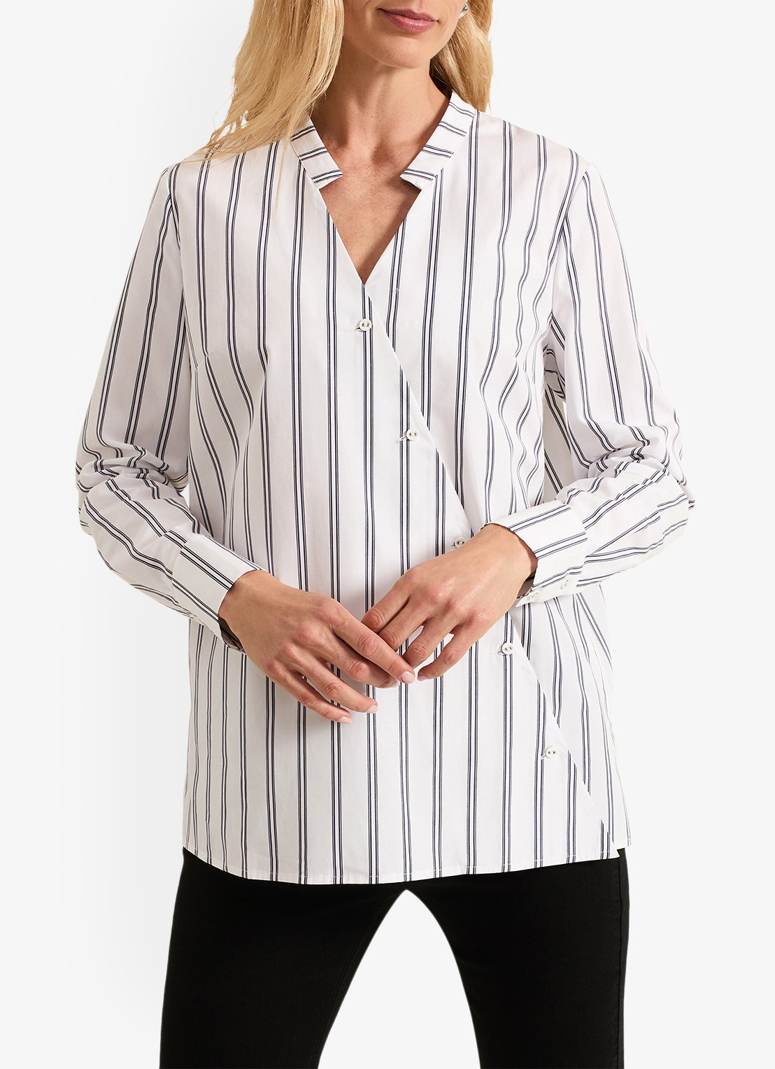 Phase Eight Ashlyn oversized blouse met streepprint - detail 3 wit