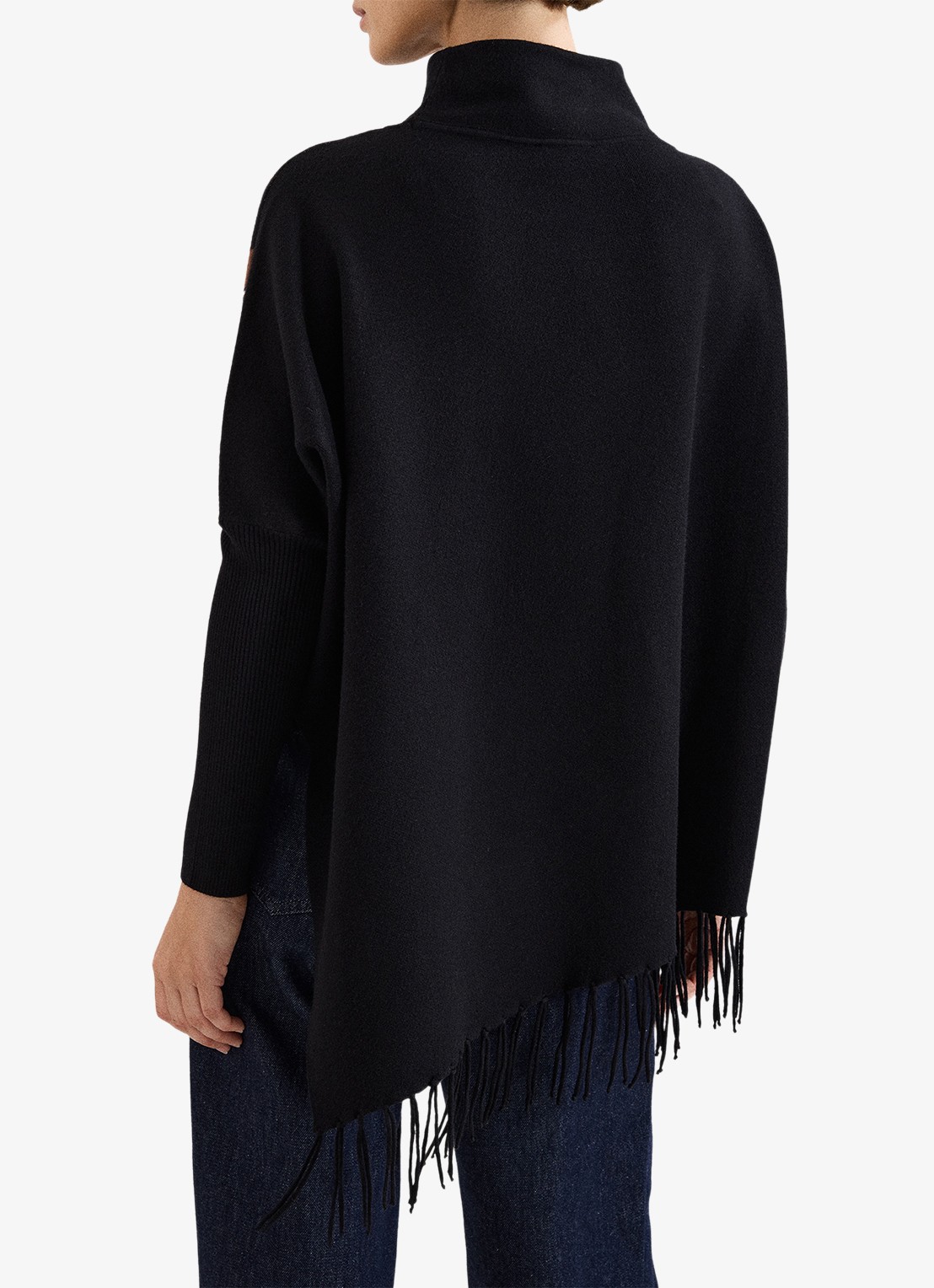 Phase Eight Athena poncho met franjes  - achterkant 3 zwart