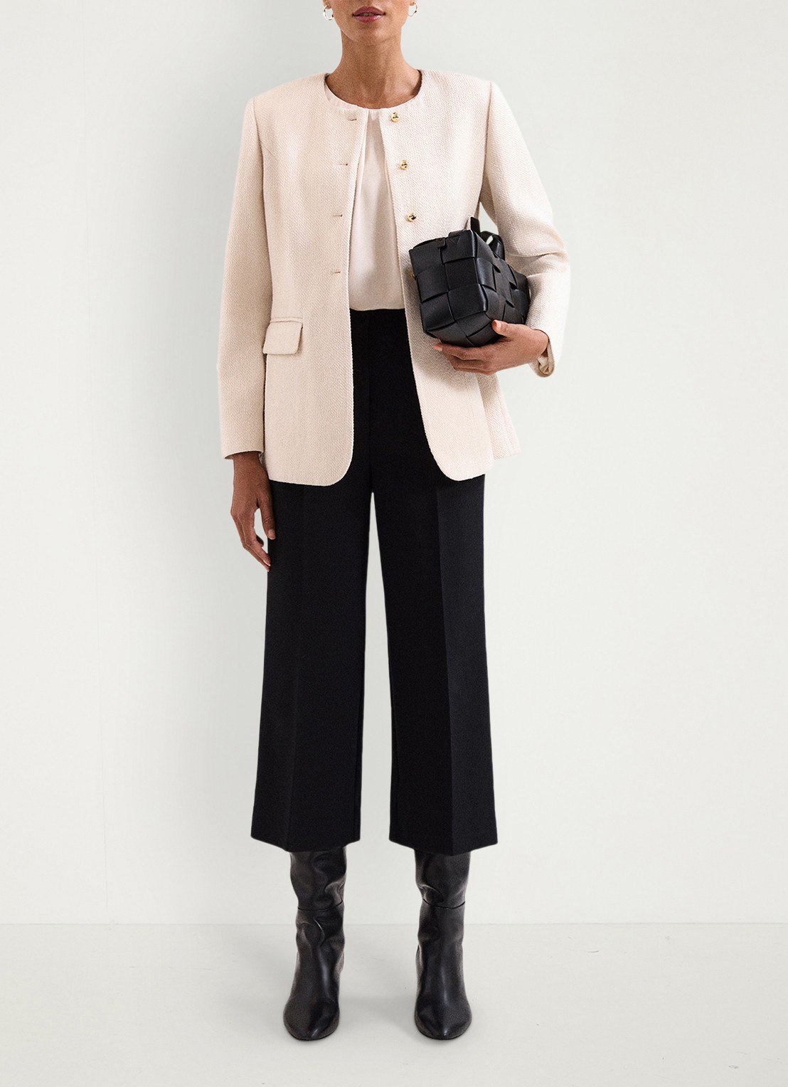 Phase Eight Aubrielle cropped high waist wide fit culotte met steekzakken - detail 6 zwart