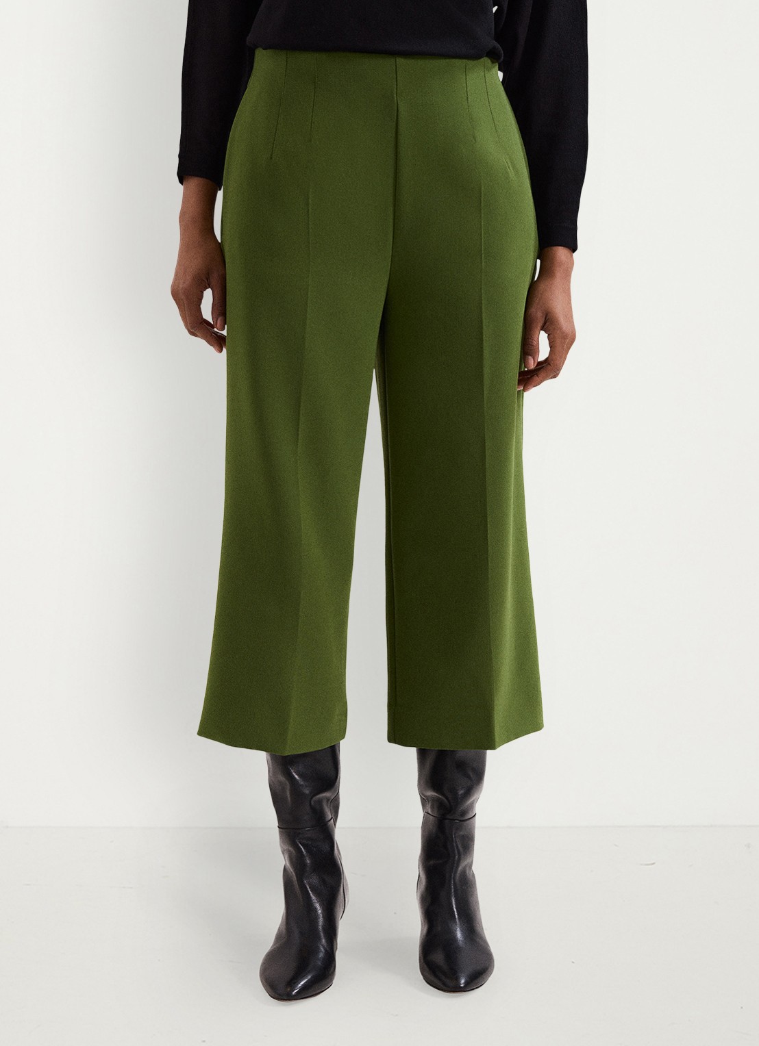 Phase Eight Aubrielle high waist loose fit culotte met steekzakken - detail 3 donkergroen