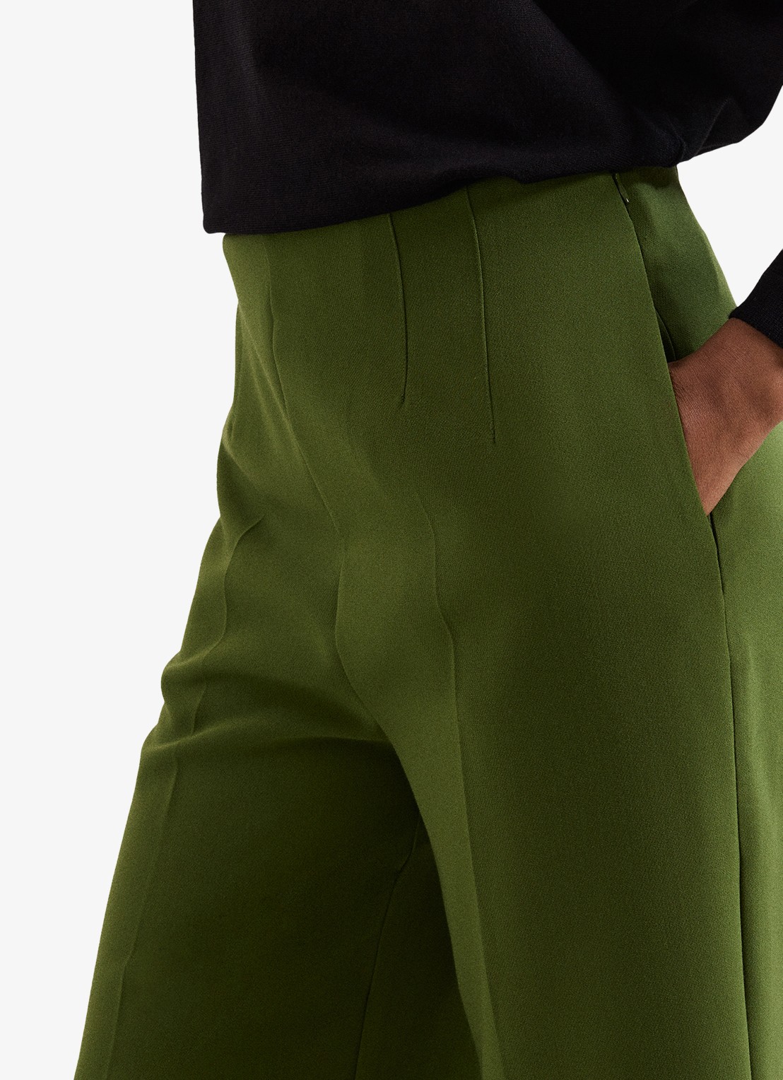 Phase Eight Aubrielle high waist loose fit culotte met steekzakken - detail 4 donkergroen