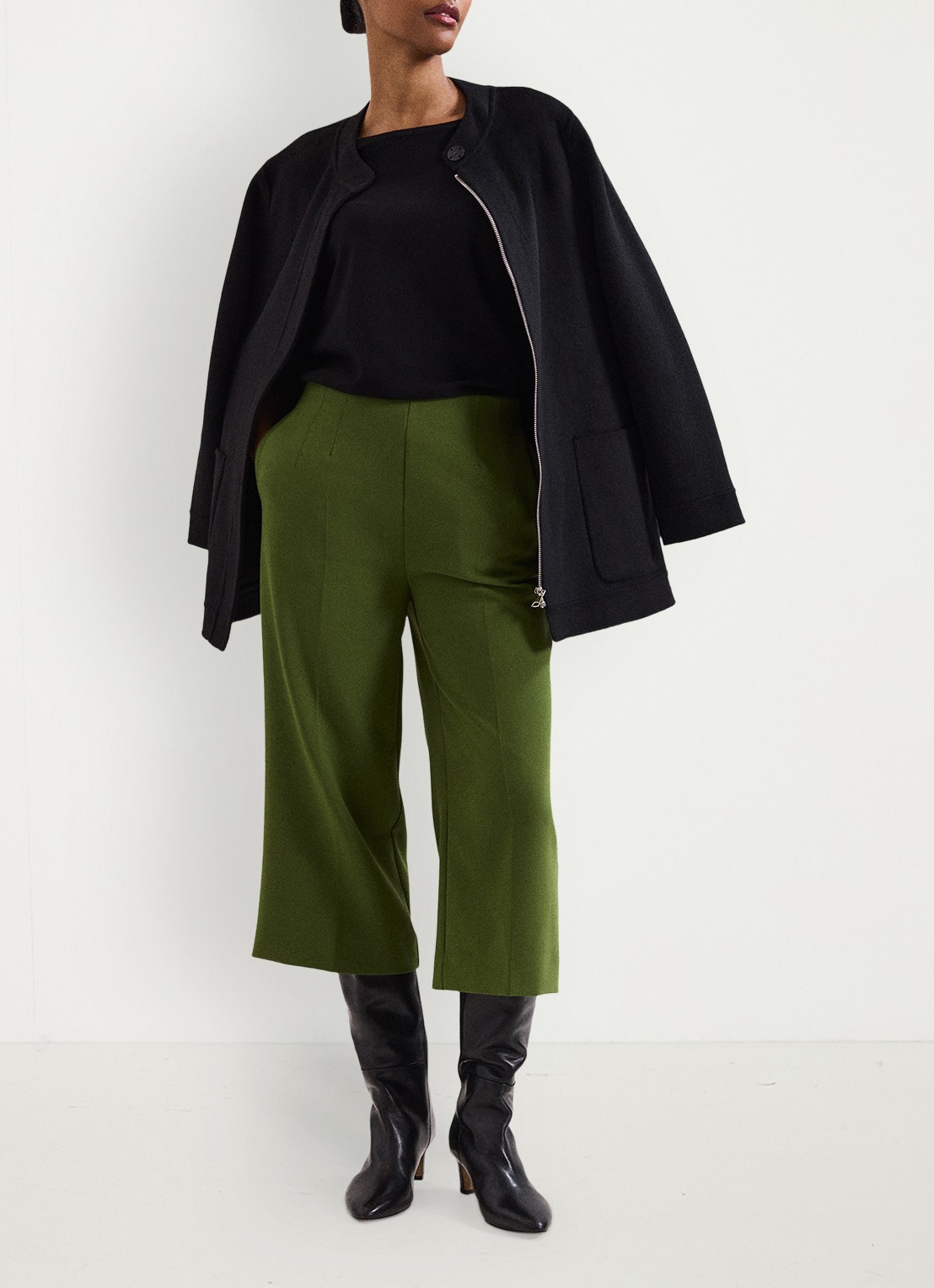 Phase Eight Aubrielle high waist loose fit culotte met steekzakken - detail 6 donkergroen