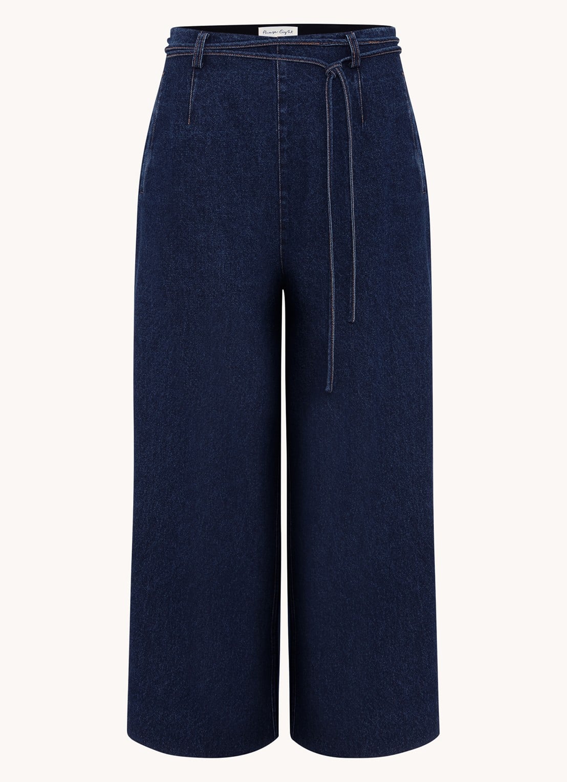 Phase Eight Aubrielle high waist wide fit cullote met donkere wassing - voorkant 7 denim