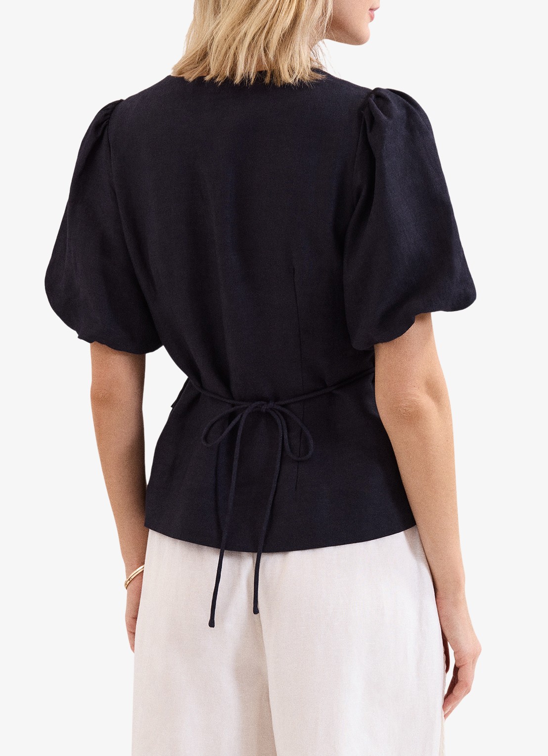 Phase Eight Audrey blouse in linnenblend - achterkant 6 blauw