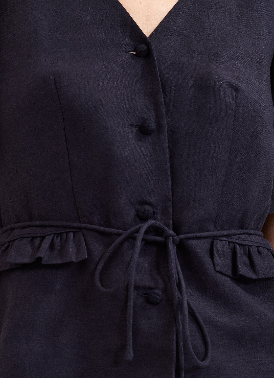 Phase Eight Audrey blouse in linnenblend - detail 3 blauw