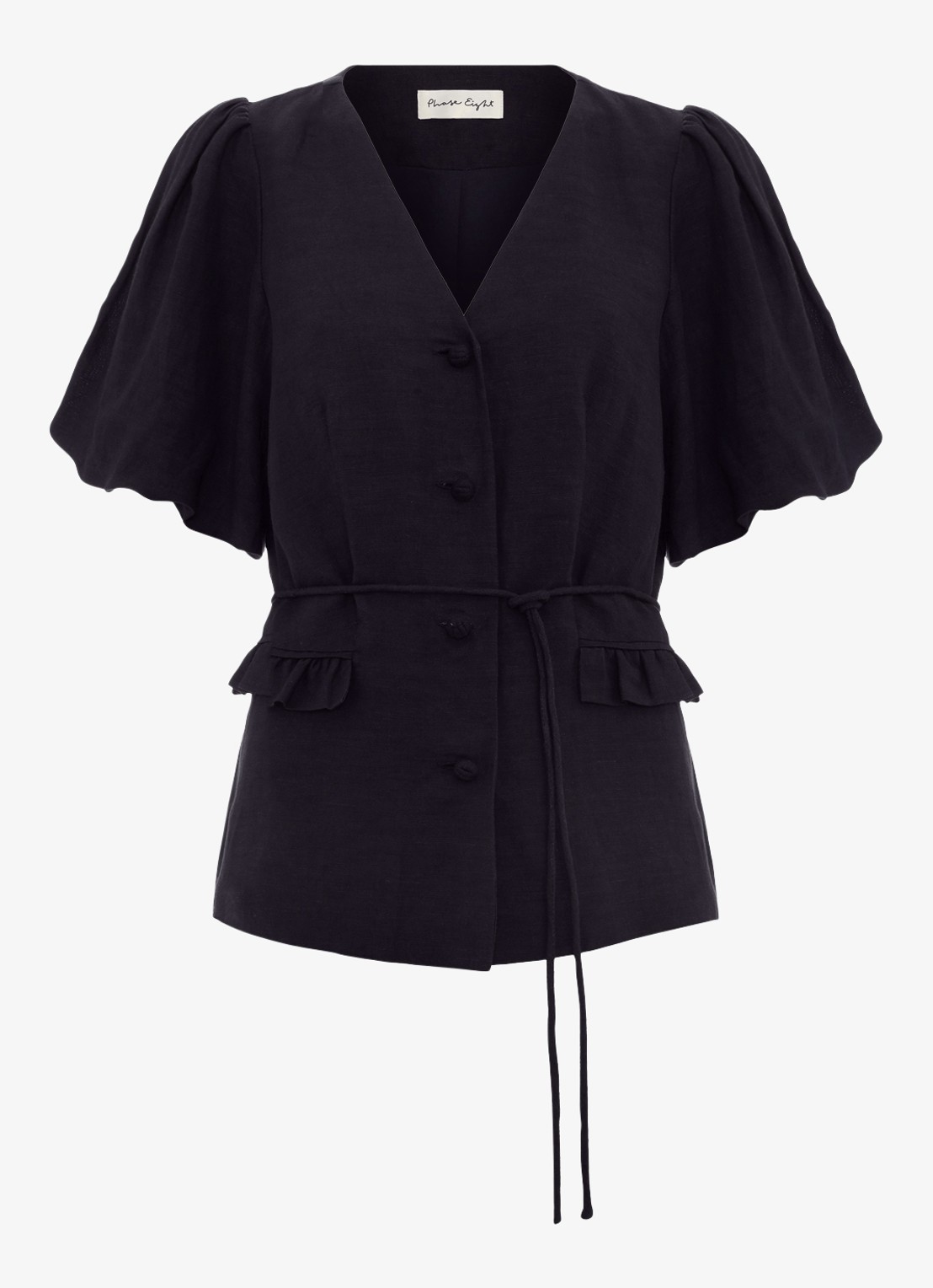 Phase Eight Audrey blouse in linnenblend - voorkant 7 blauw