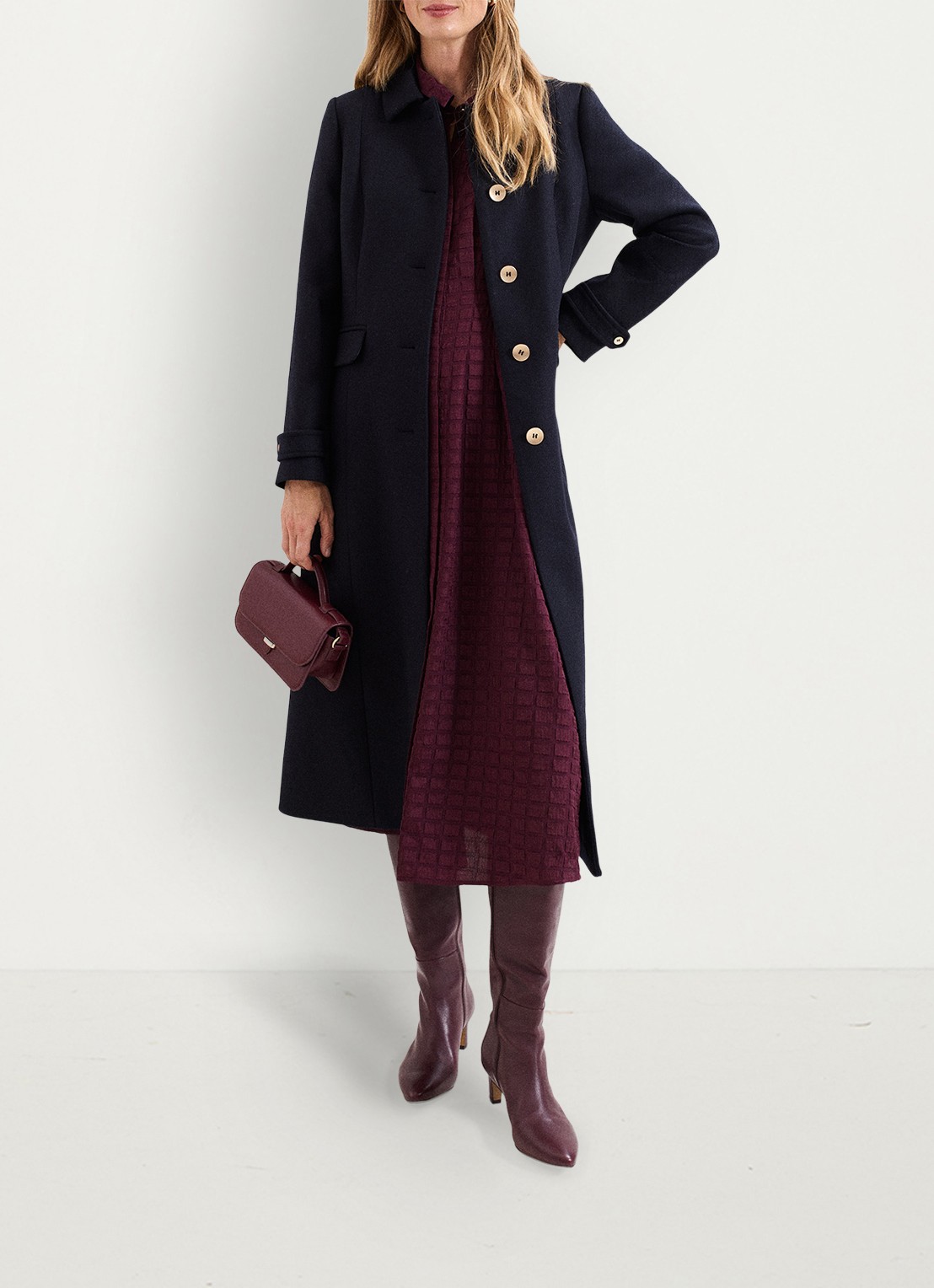 Phase Eight Aurelie mantel met klepzakken - voorkant 8 blauw