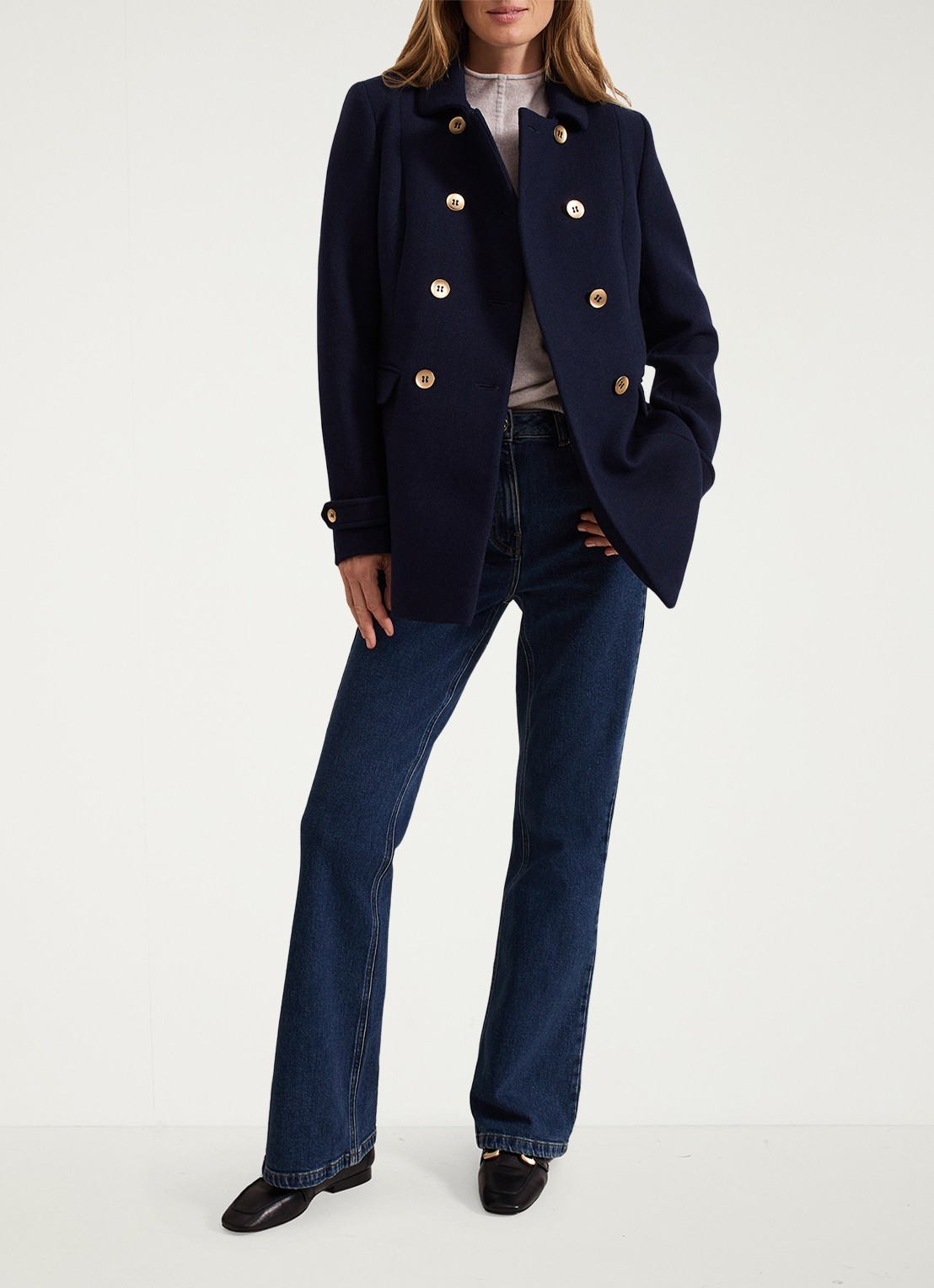 Phase Eight Aurelie Wool Peacoat - detail 2 donkerblauw