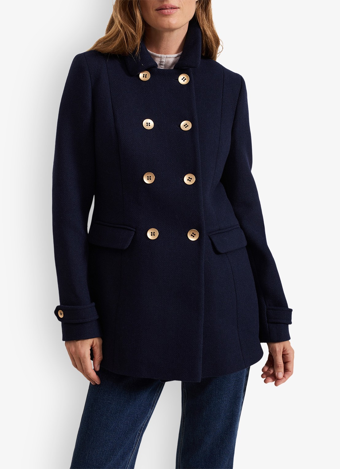 Phase Eight Aurelie Wool Peacoat - voorkant 8 donkerblauw