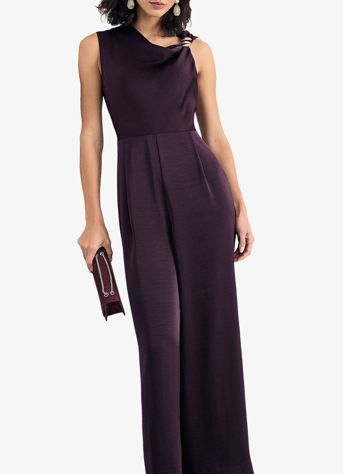 Phase Eight Avril wide leg jumpsuit met asymmetrische halslijn - detail 2 paars