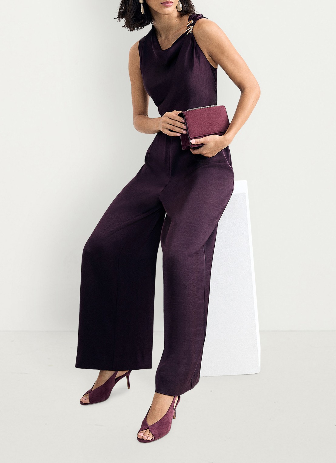 Phase Eight Avril wide leg jumpsuit met asymmetrische halslijn - detail 5 paars