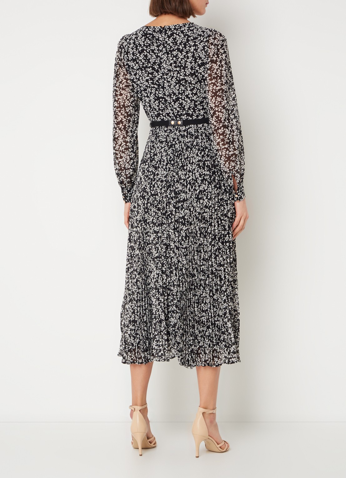 Phase Eight Ayana midi tuniekjurk met bloemenprint en ceintuur  - achterkant zwart