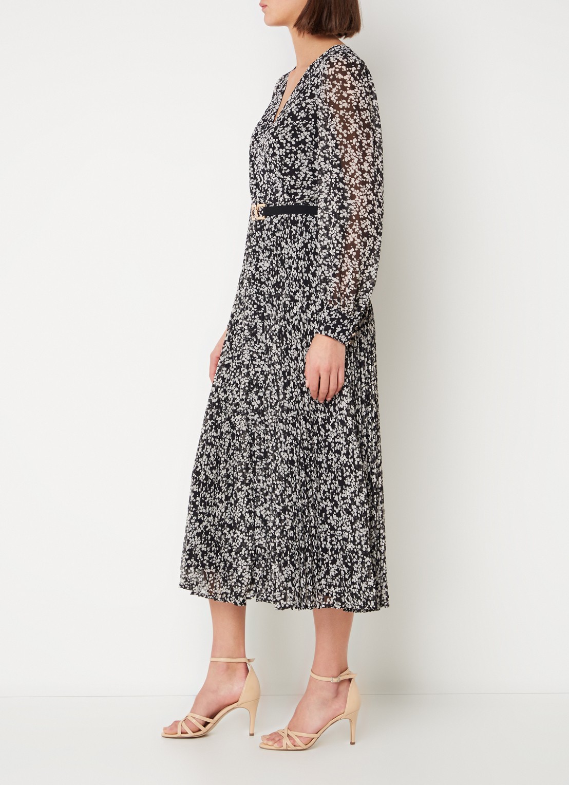 Phase Eight Ayana midi tuniekjurk met bloemenprint en ceintuur  - voorkant 3 zwart