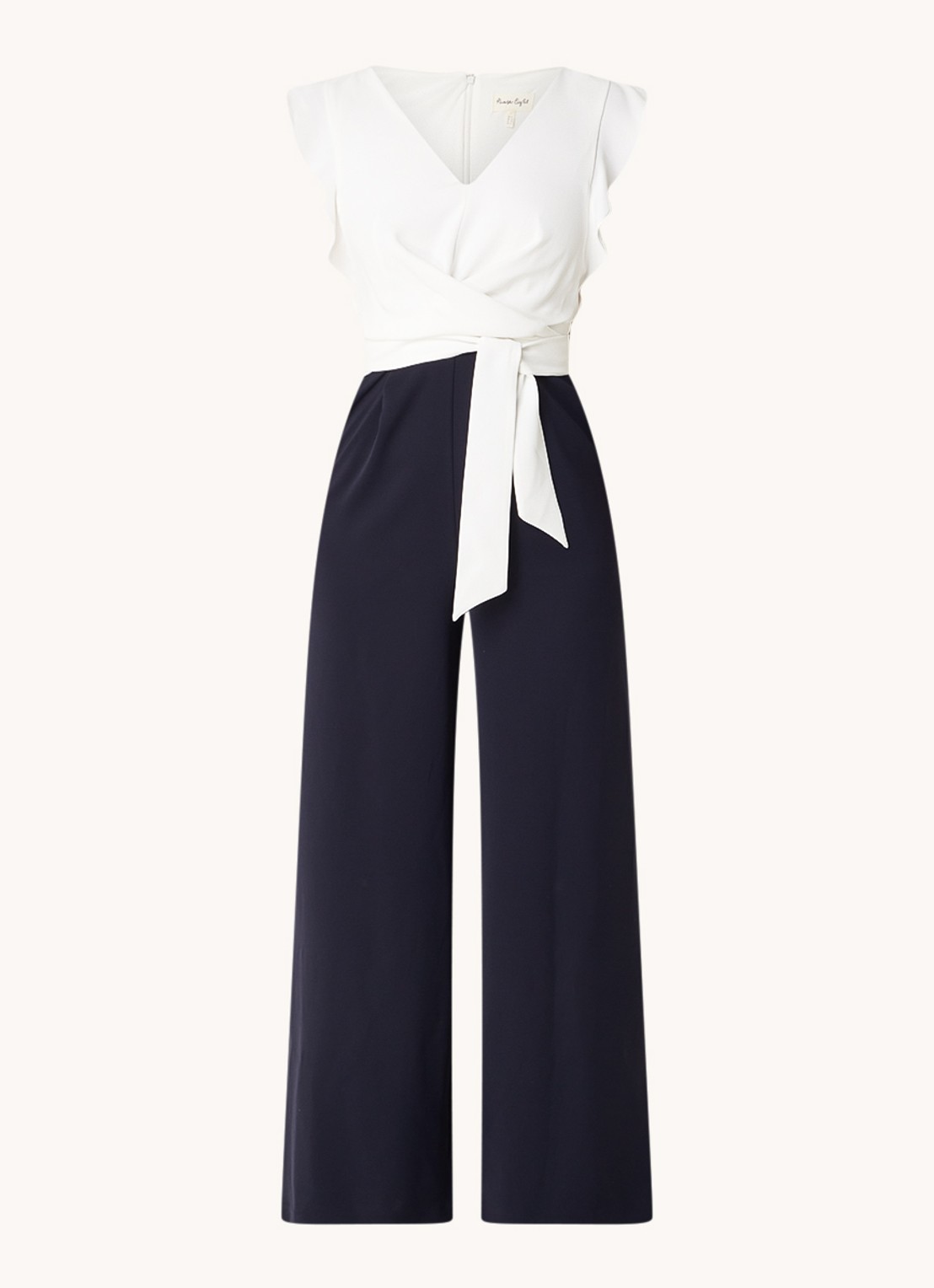 Phase Eight Ayla loose fit jumpsuit met gestrikt detail en steekzakken - voorkant 3 donkerblauw