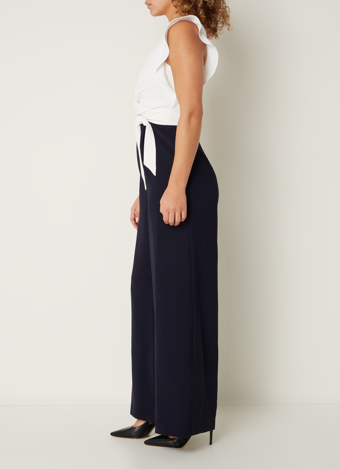 Phase Eight Ayla loose fit jumpsuit met gestrikt detail en steekzakken - voorkant 4 donkerblauw