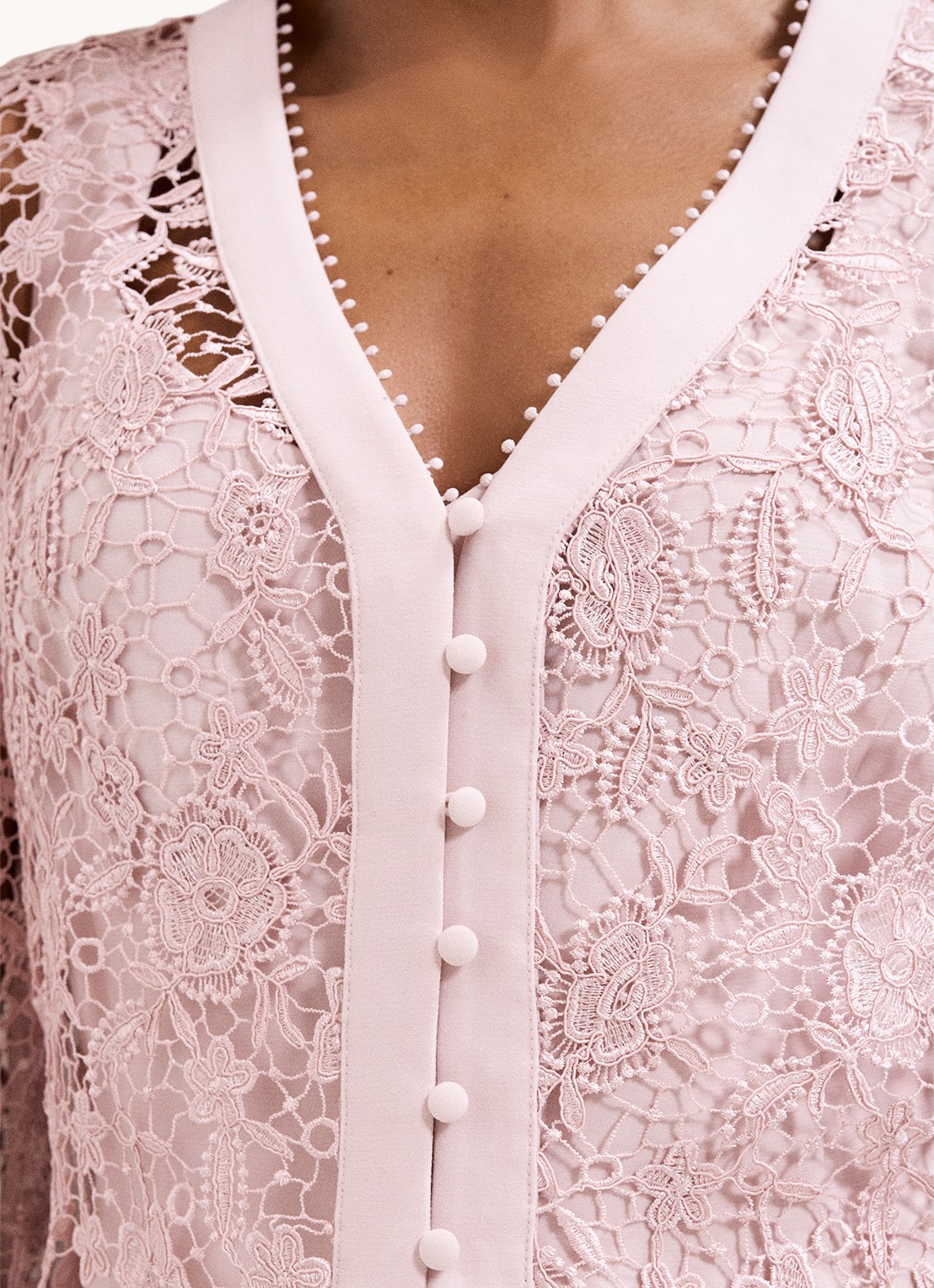 Phase Eight Ayumi Pink midi jurk met vest van broderie - detail 5 oudroze