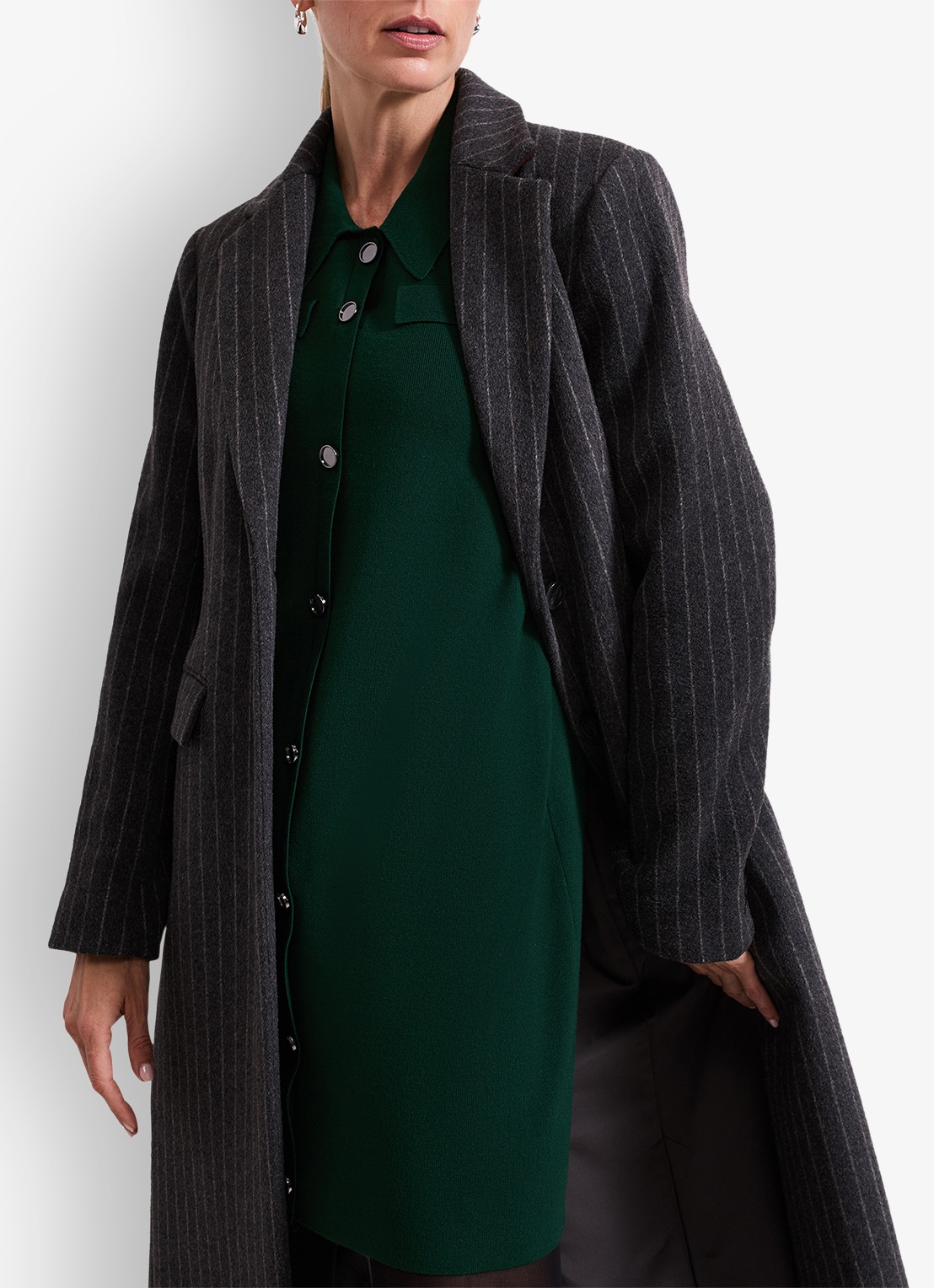 Phase Eight Azealia ribgebreide mini jurk met stretch - detail 5 donkergroen