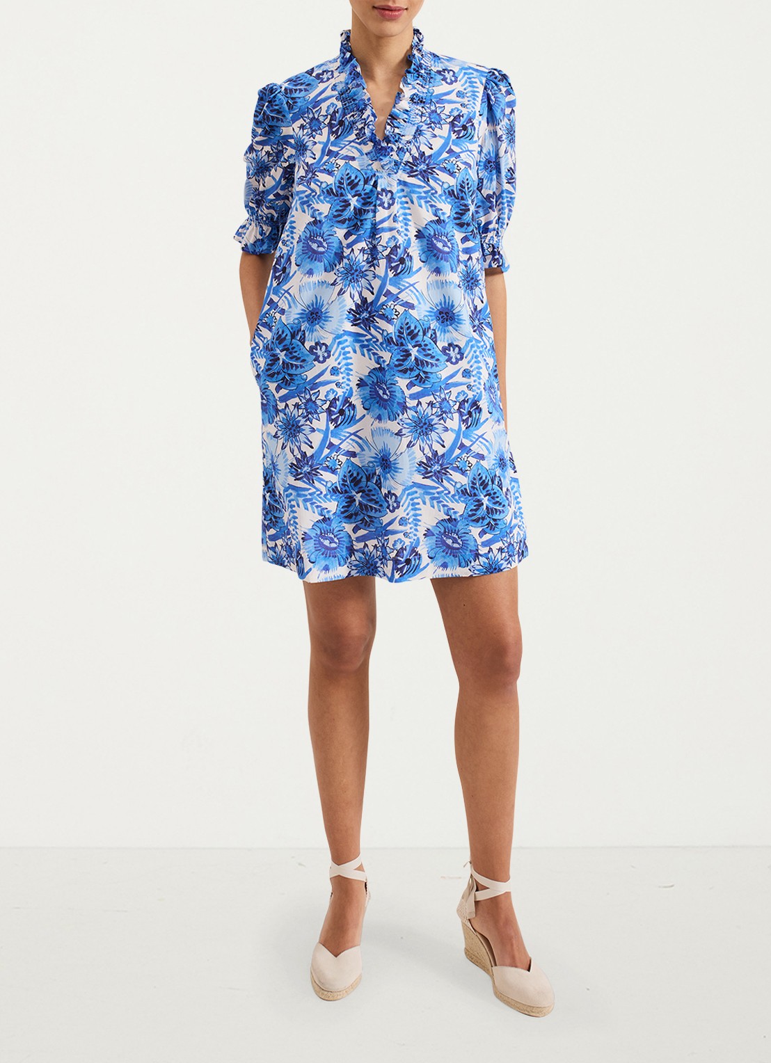 Phase Eight Azelia mini tuniekjurk met bloemenprint - voorkant 7 blauw