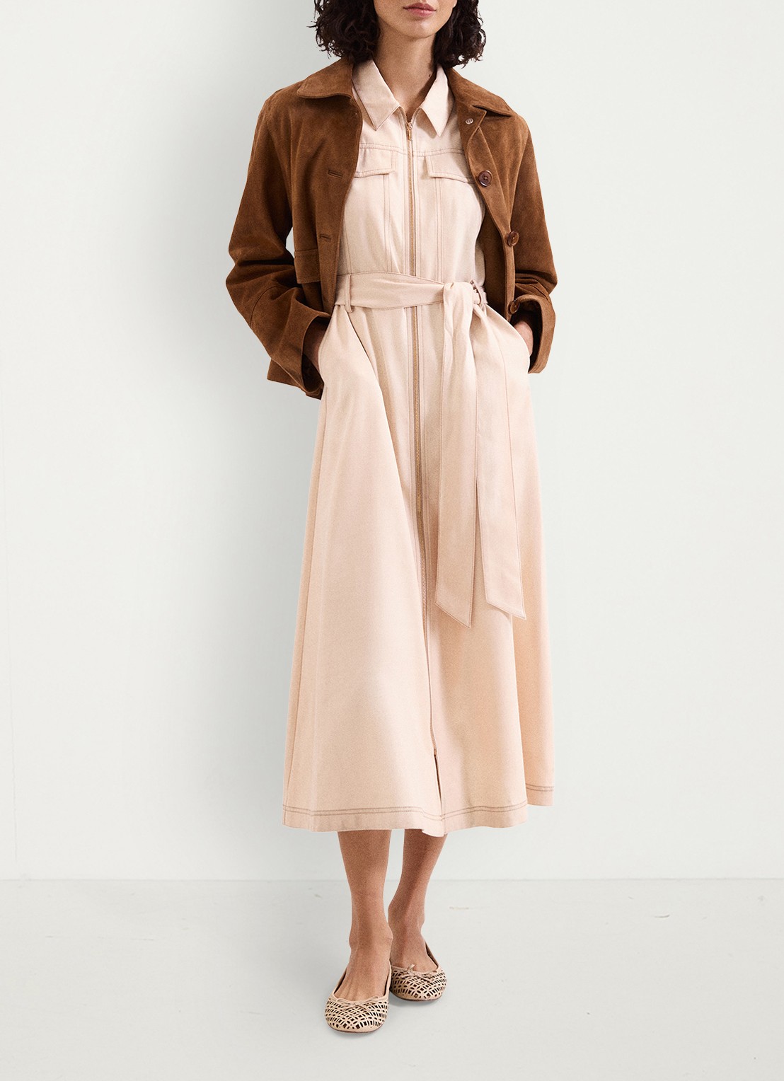 Phase Eight Ballerina van leer - detail 2 creme