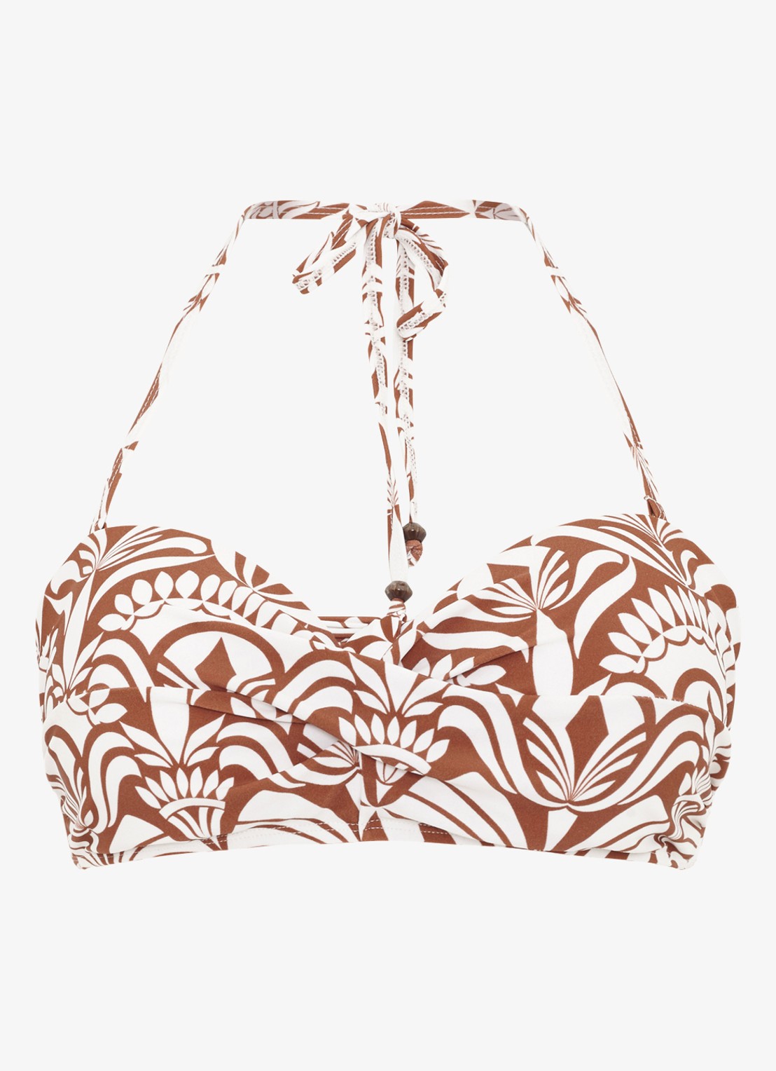 Phase Eight Bandeau bikinitop met afneembare bandjes en print - voorkant bruin