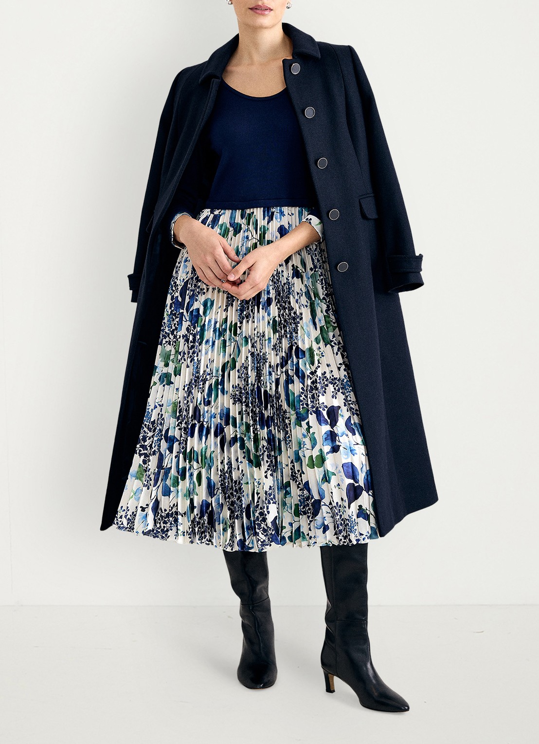 Phase Eight Beatrice midi jurk met bloemenprint - detail 4 blauw