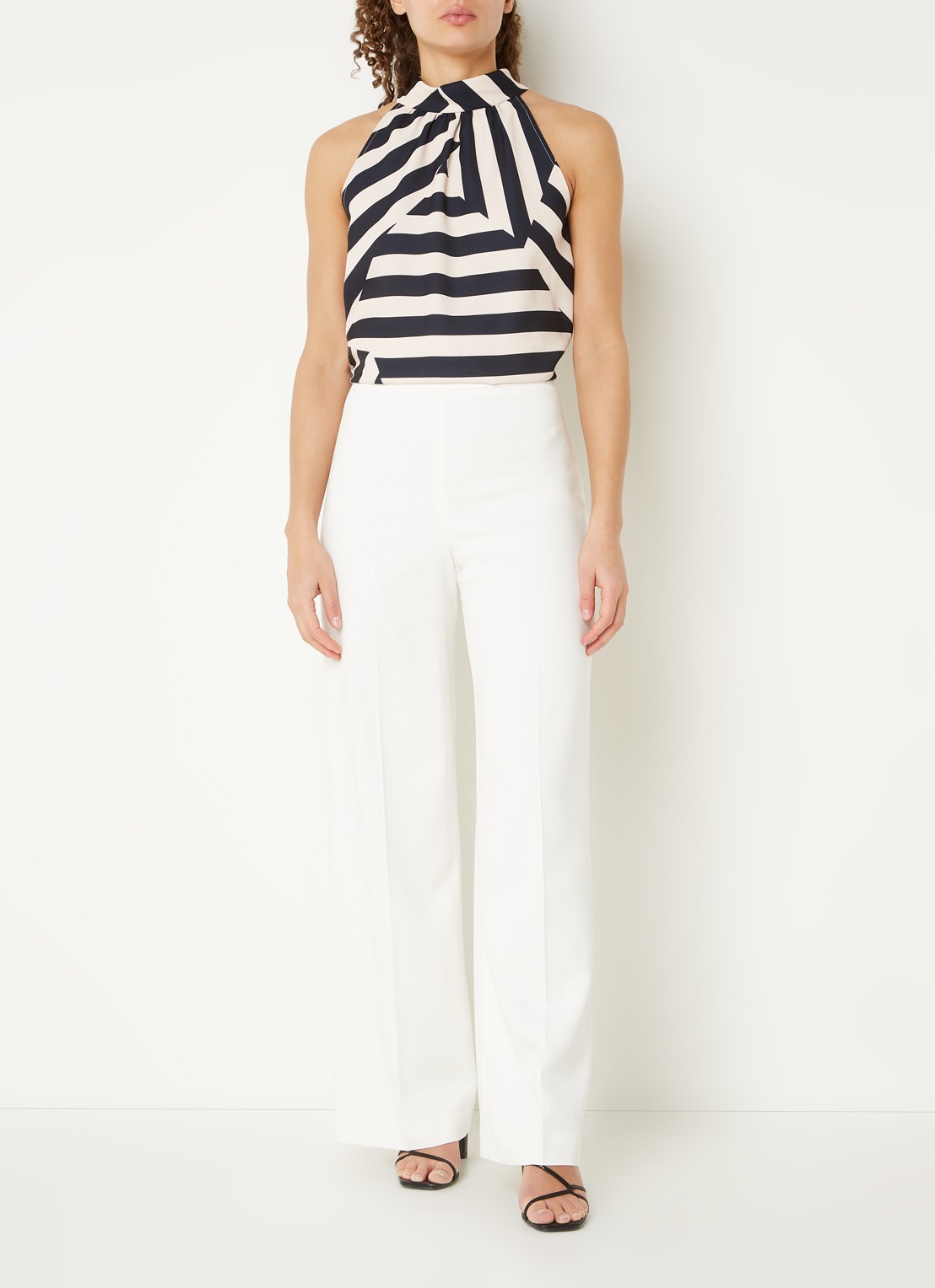 Phase Eight Beatriz high waist straight fit pantalon met stretch - voorkant 3 gebroken wit