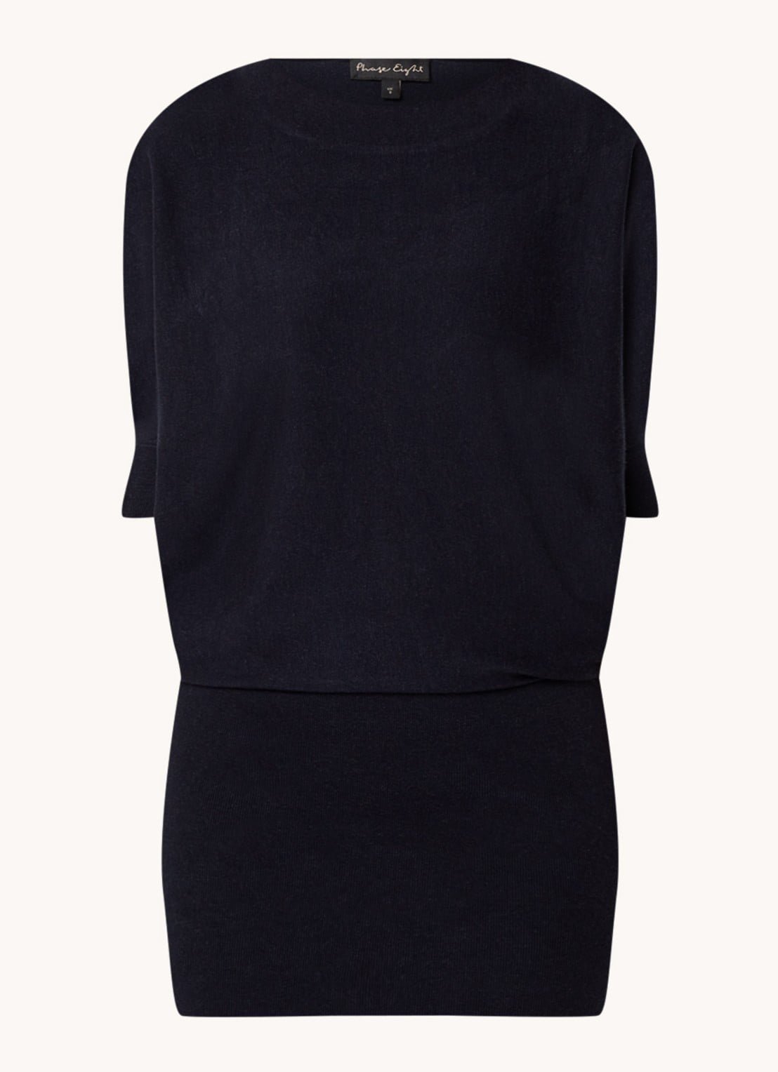 Phase Eight Becca fijngebreide mini jurk met vleermuismouw - voorkant 3 donkerblauw