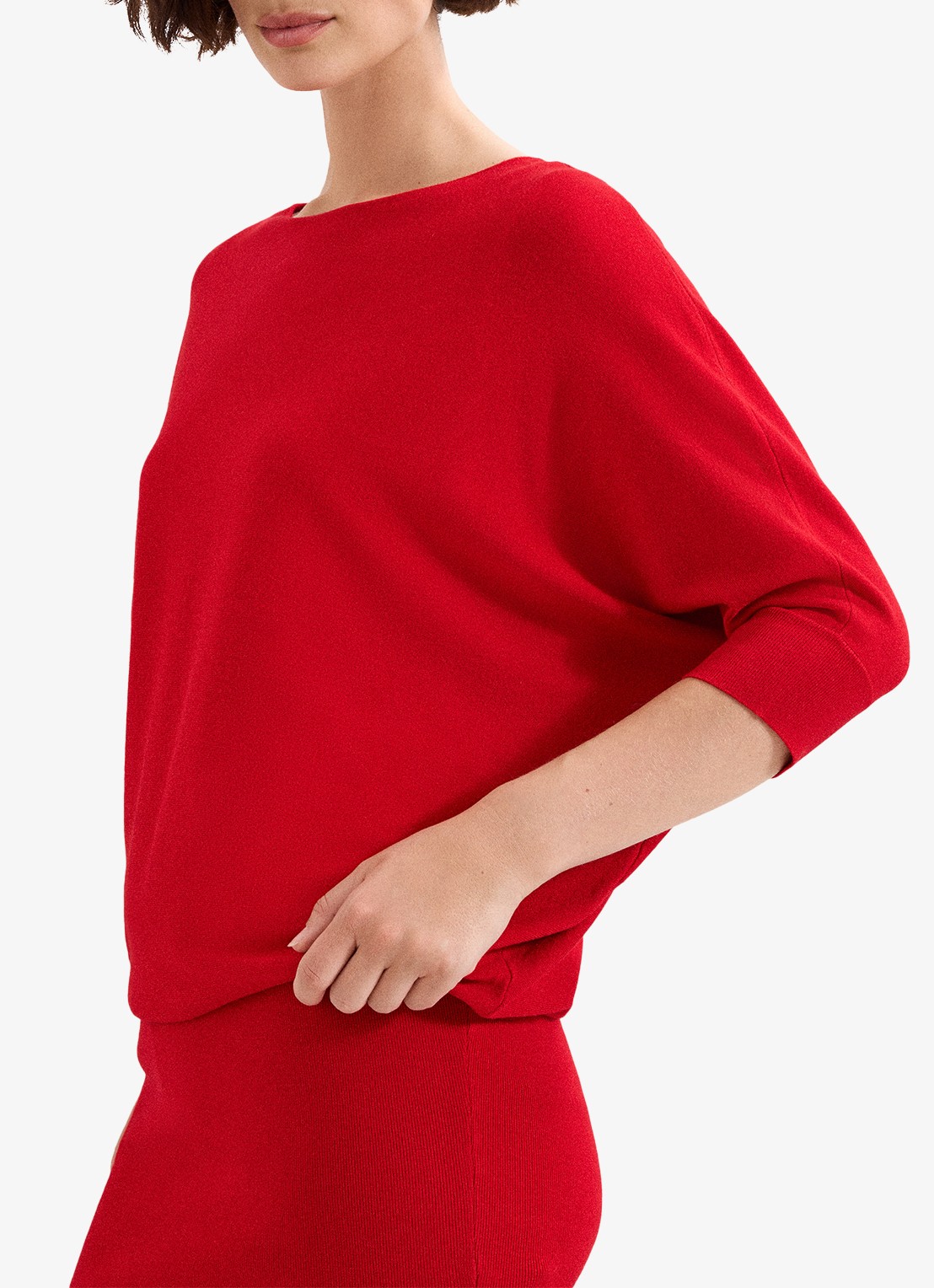 Phase Eight Becca mini fijngebreide jurk met vleermuismouw - detail 3 rood