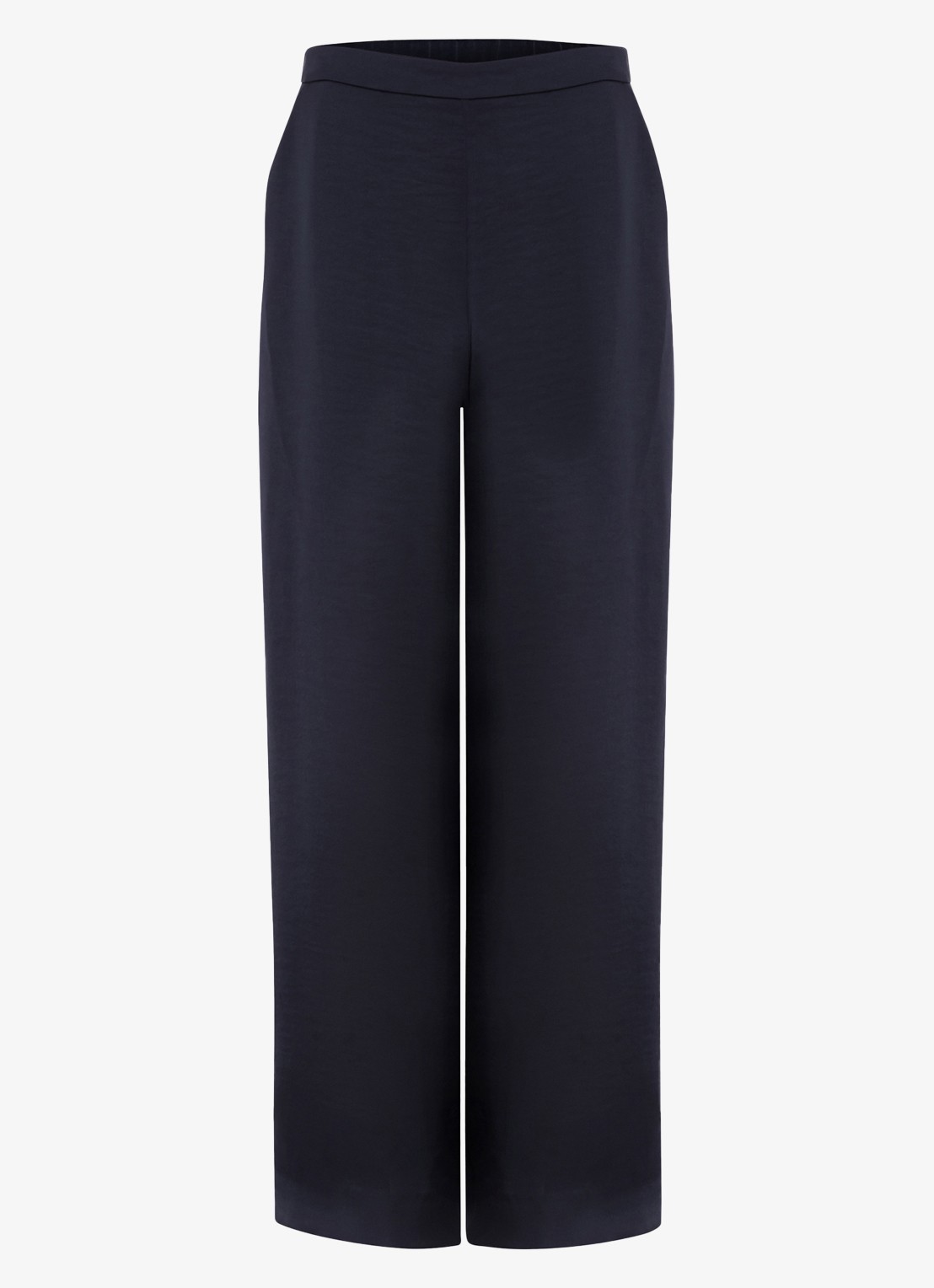 Phase Eight Beccy wide fit pantalon van satijn met steekzakken - voorkant 7 blauw