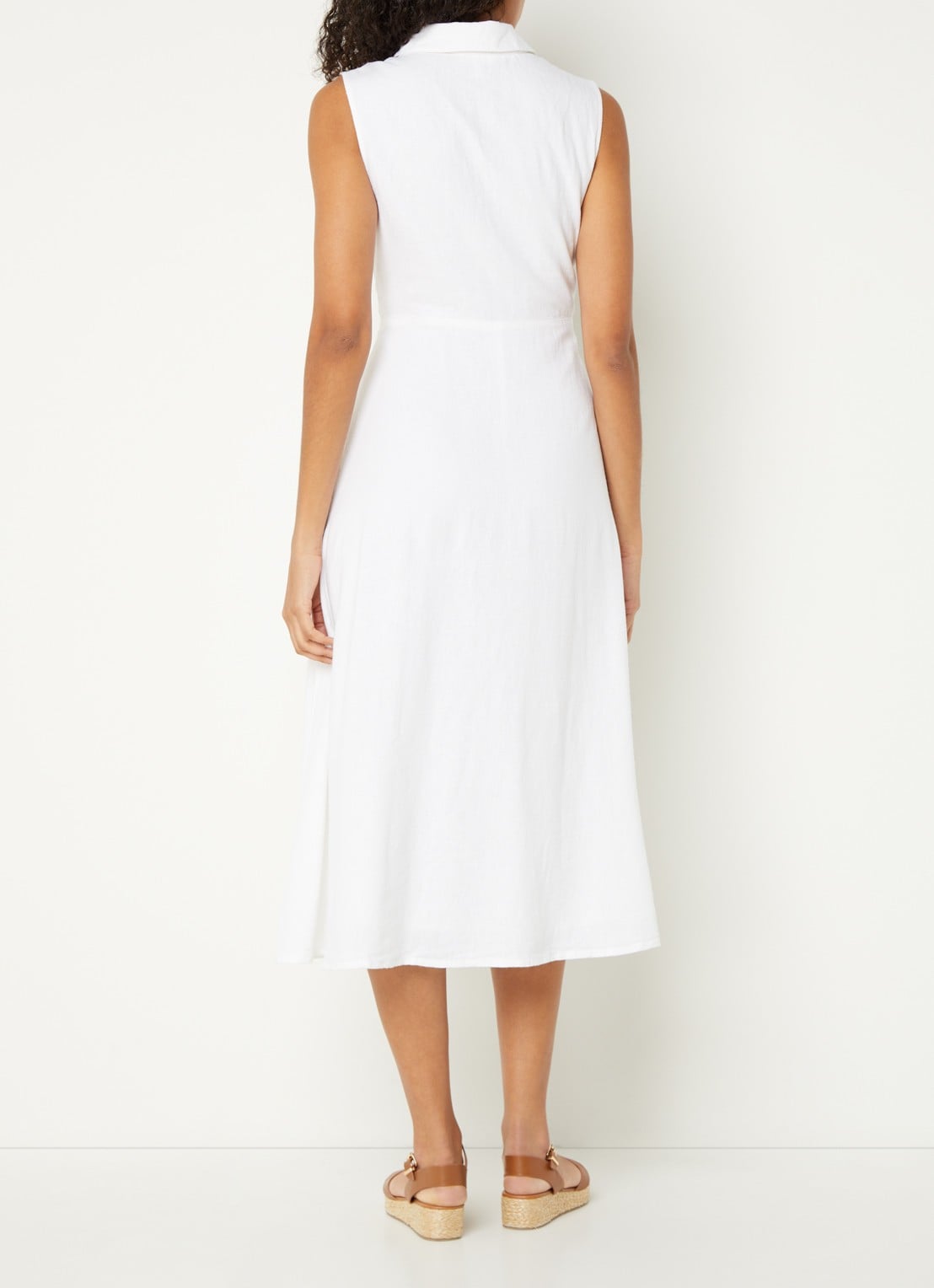 Phase Eight Becky midi jurk in linnenblend met strikdetail - achterkant wit