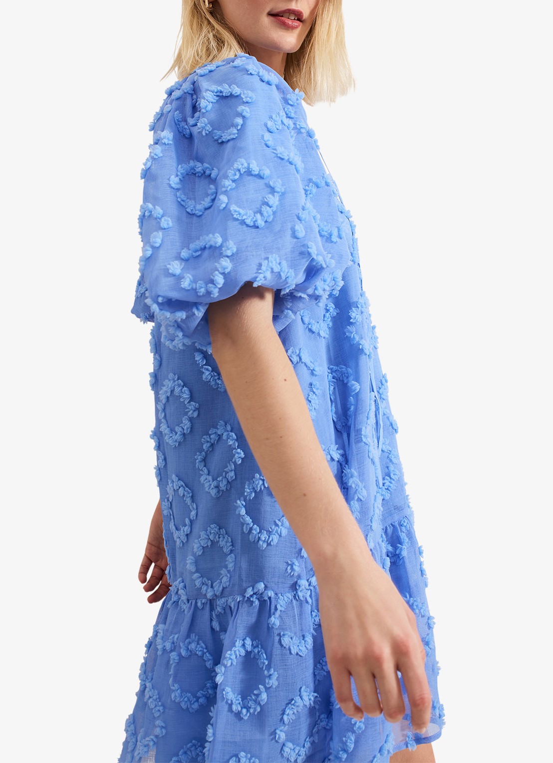 Phase Eight Bella midi jurk met strikkraag en structuur - detail 6 donkerblauw