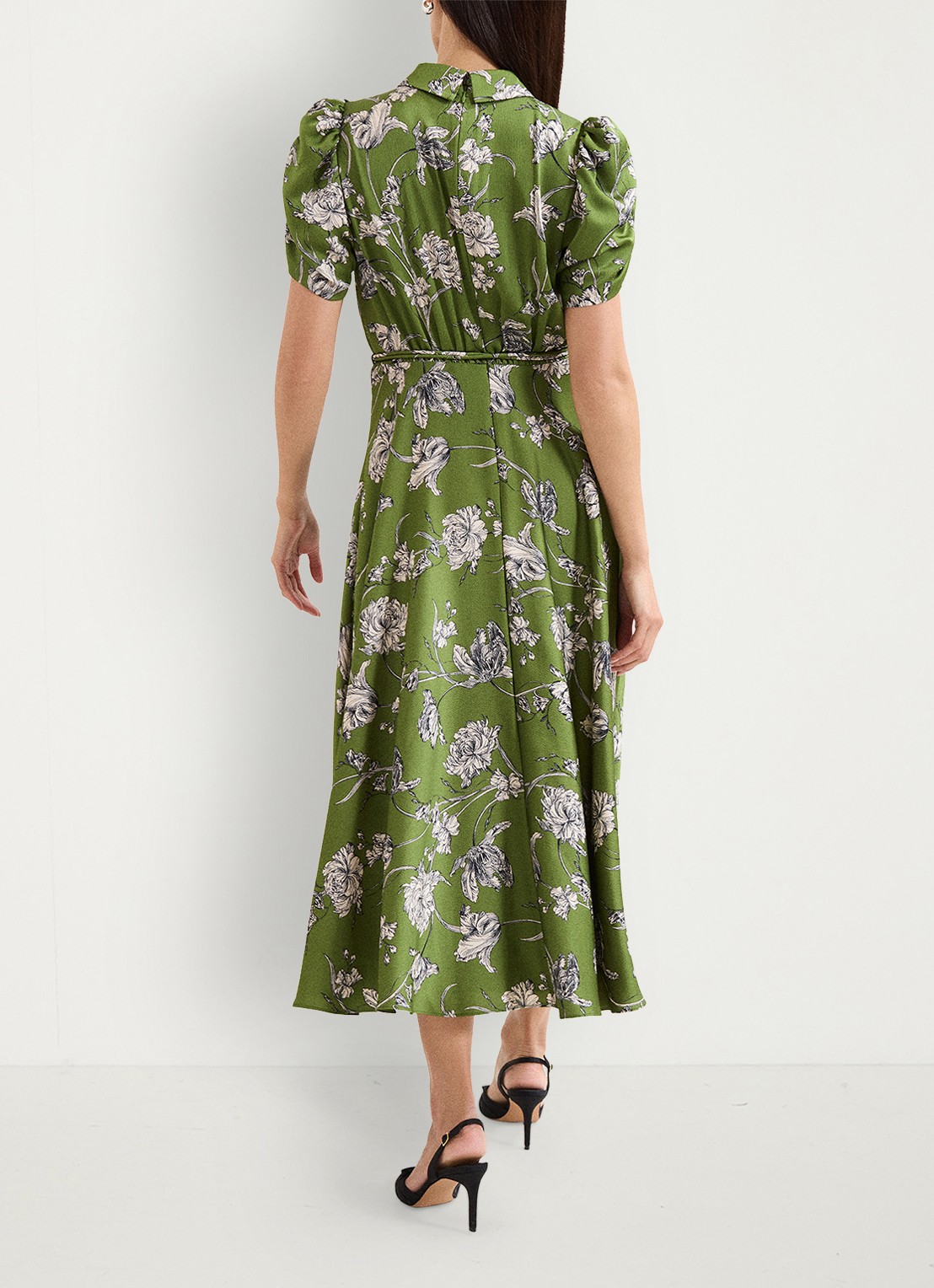 Phase Eight Bella midi tuniekjurk met bloemenprint - achterkant groen