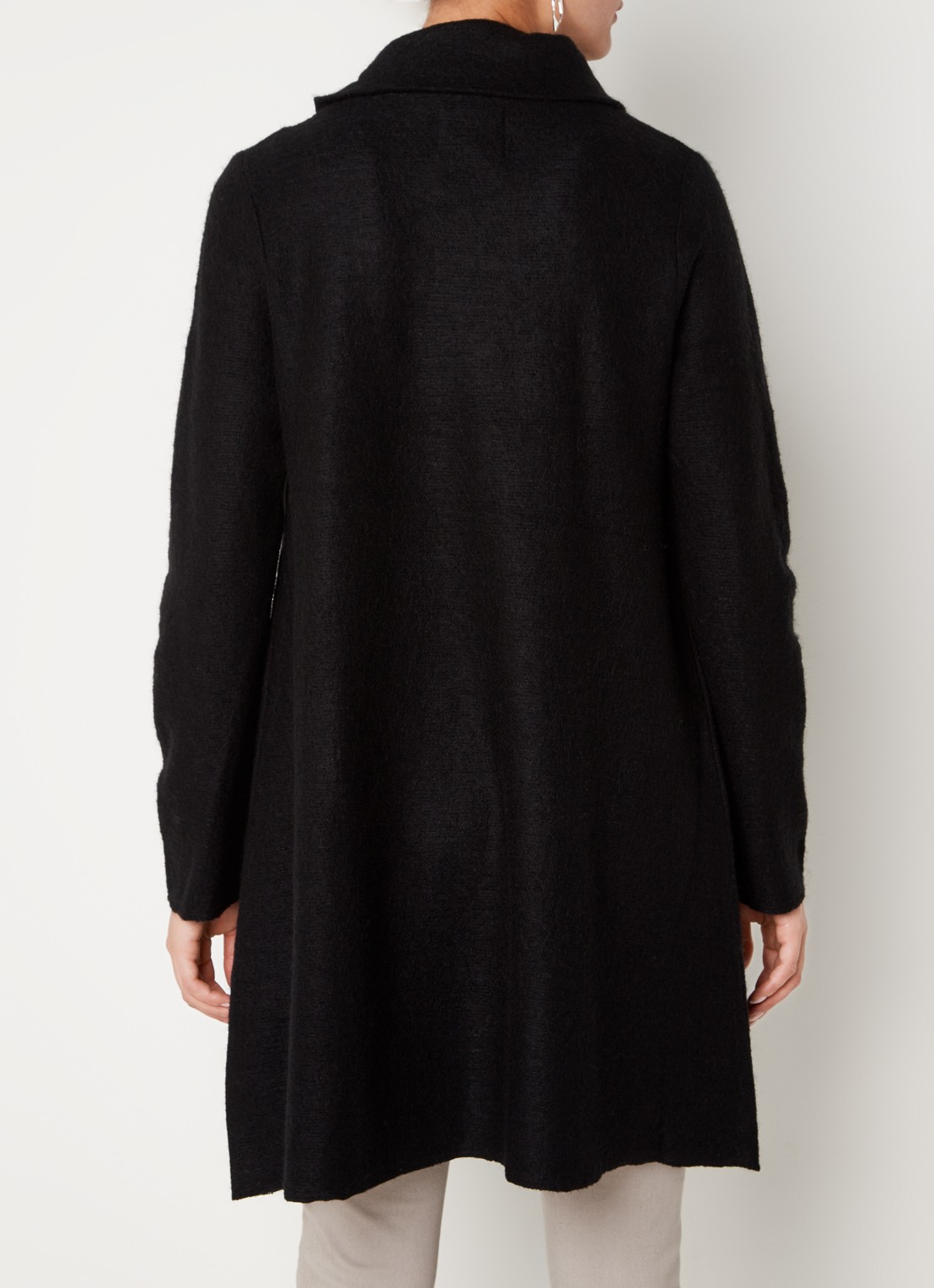 Phase Eight Bellona mantel in wolblend met steekzakken en stretch - achterkant 4 zwart